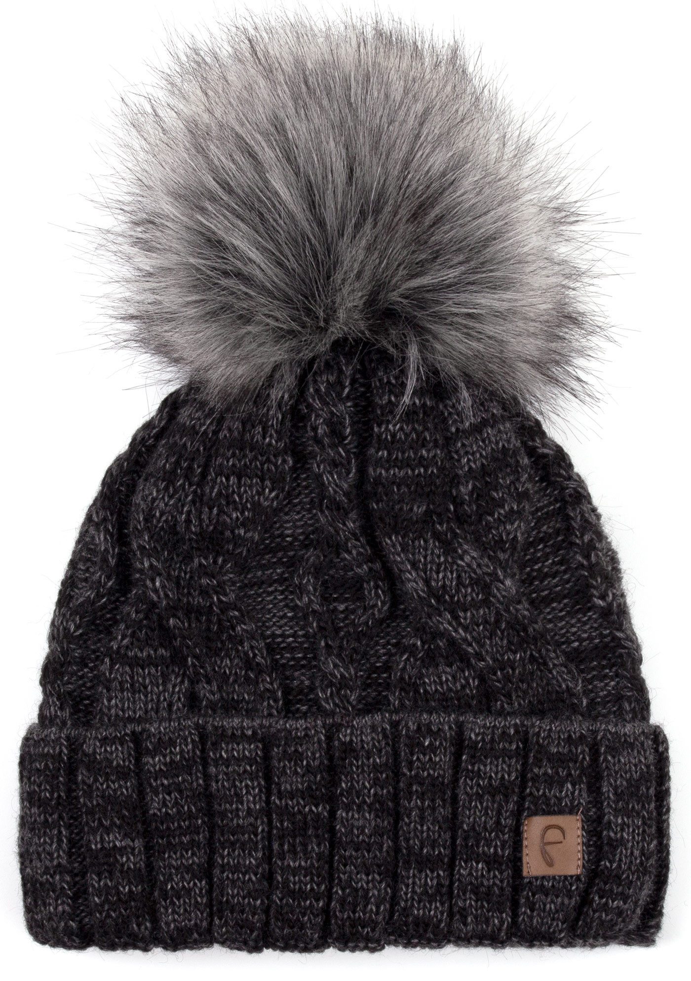 Faera Bommelmütze Wintermütze Damen Herren Mütze Beanie Haube gefüttert Bommelmütze