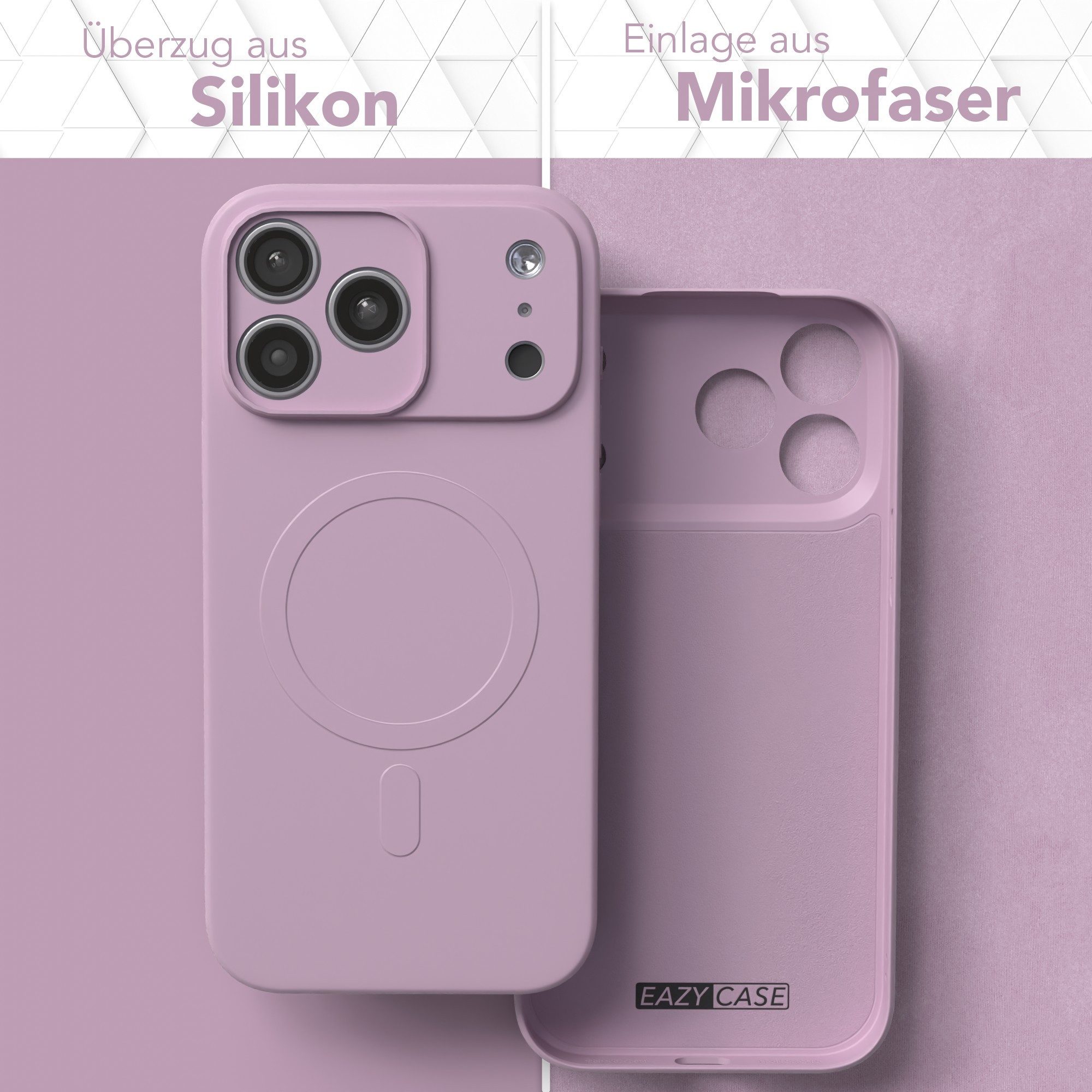 EAZY CASE Handyhülle für Apple iPhone 17 Pro Max Hülle Silikon 6,9 Zoll, MagSafe Slimcover Kameraschutz Qi-Charging Softcover weich Flieder