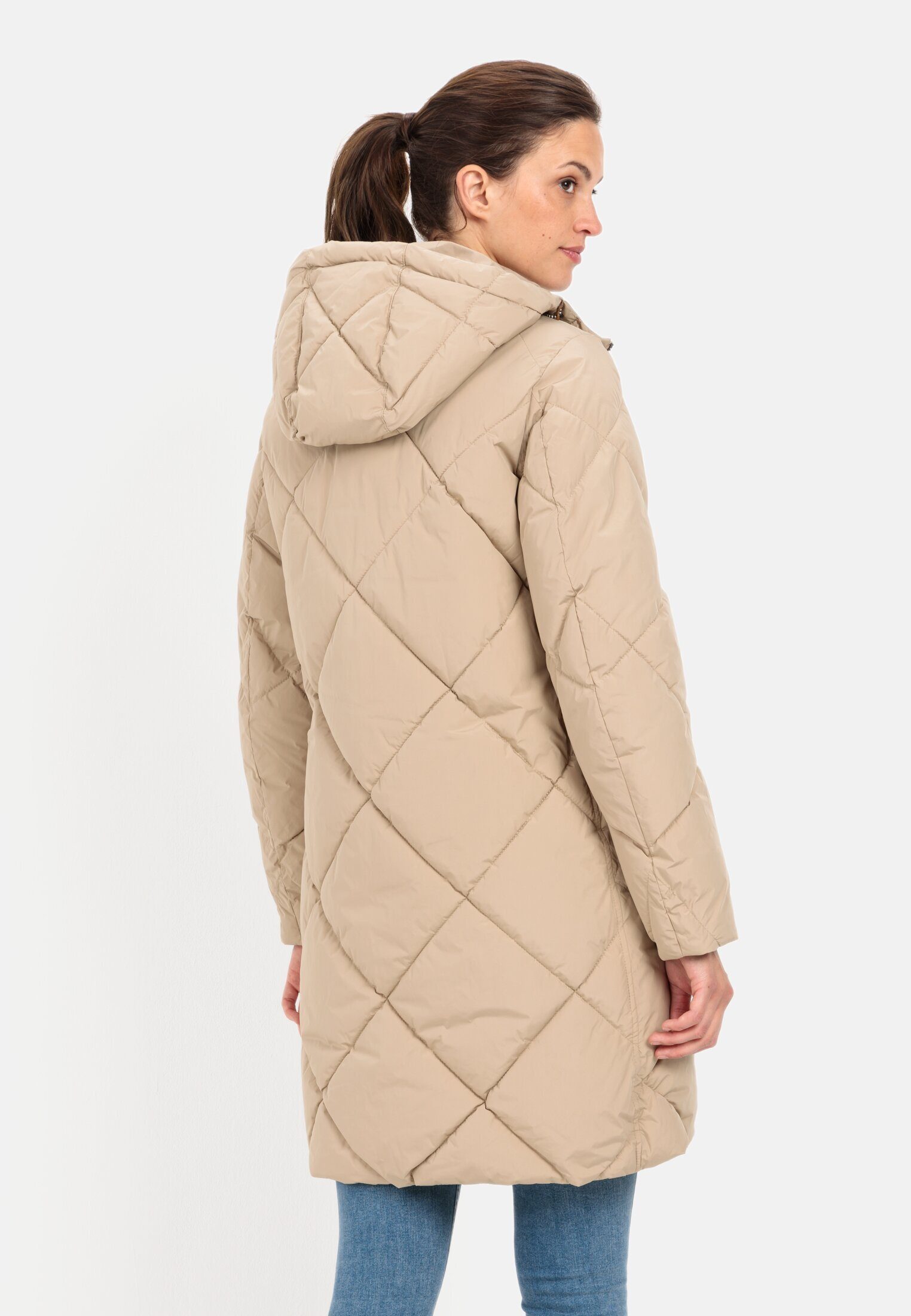 camel active Steppmantel aus recyceltem Polyester Langarm Kordelzug