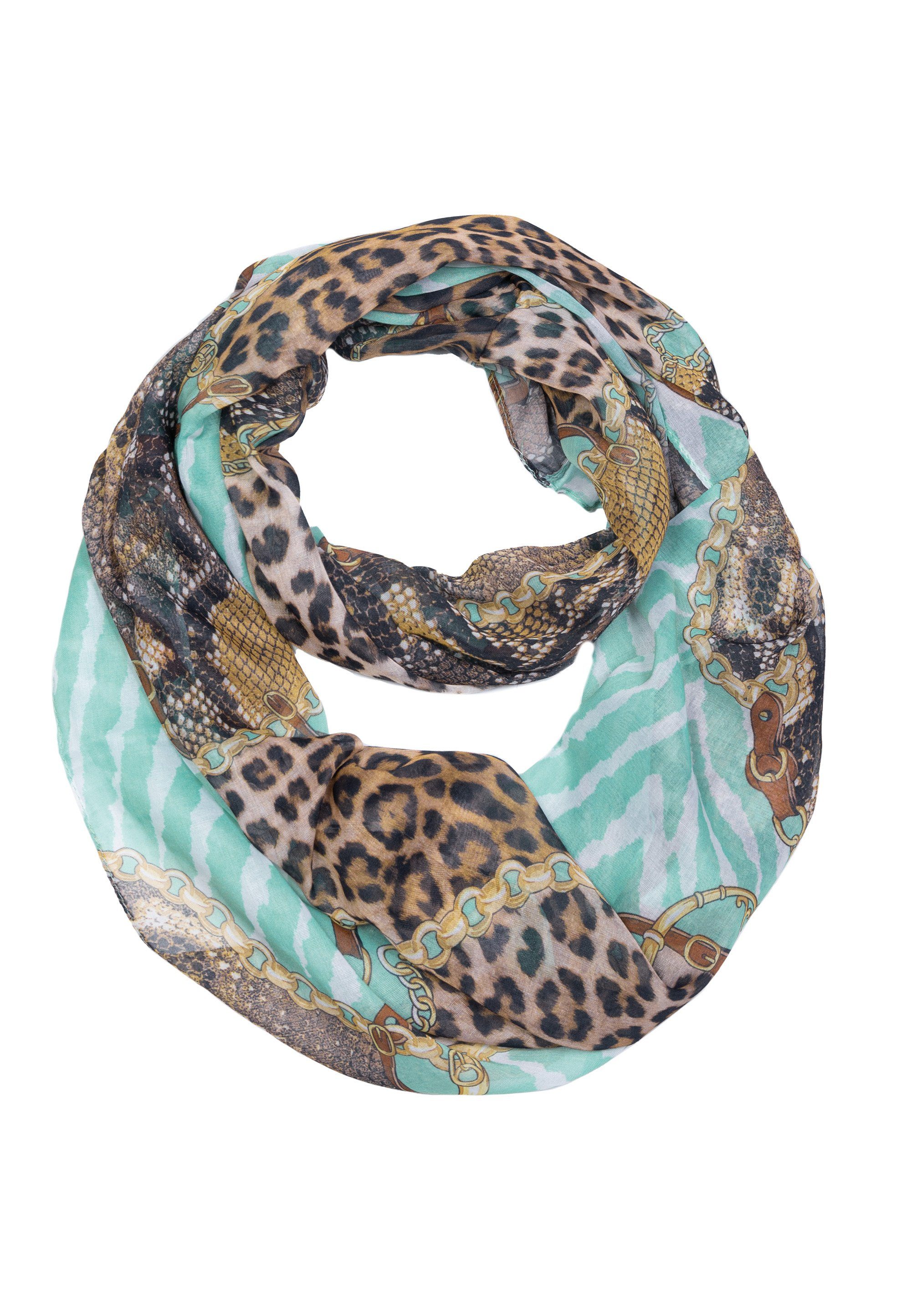 Cassandra Accessoires Loop Multi, trendiger Animal Mustermix mint | Schals