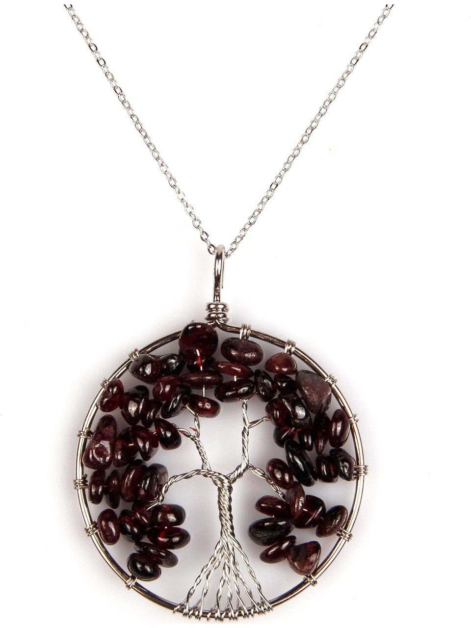 Nisan Kette und Anhänger Set, Lebensbaum Anhänger mit Granat – Handgefertig günstig online kaufen