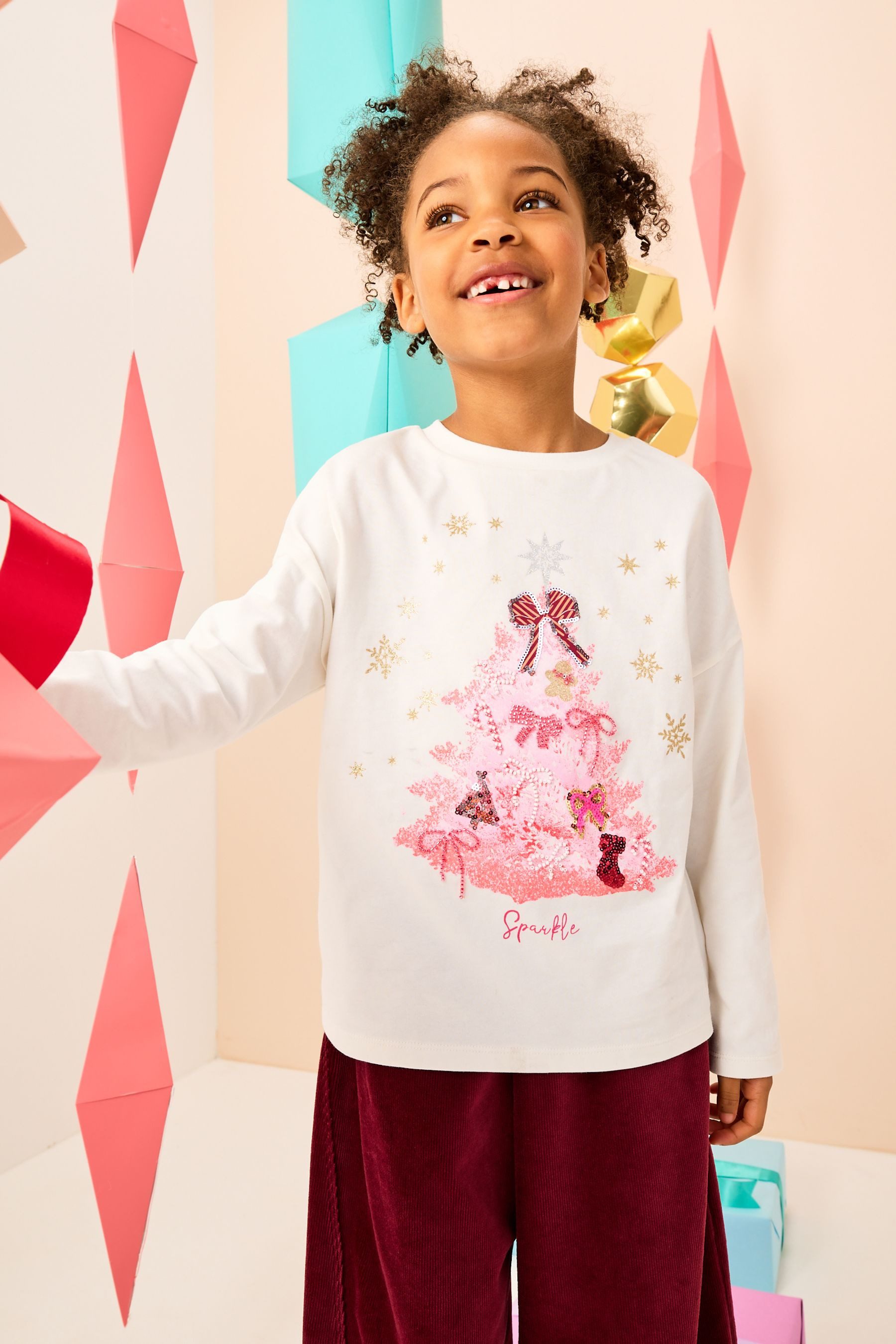 Langarmshirt Pailletten-Shirt