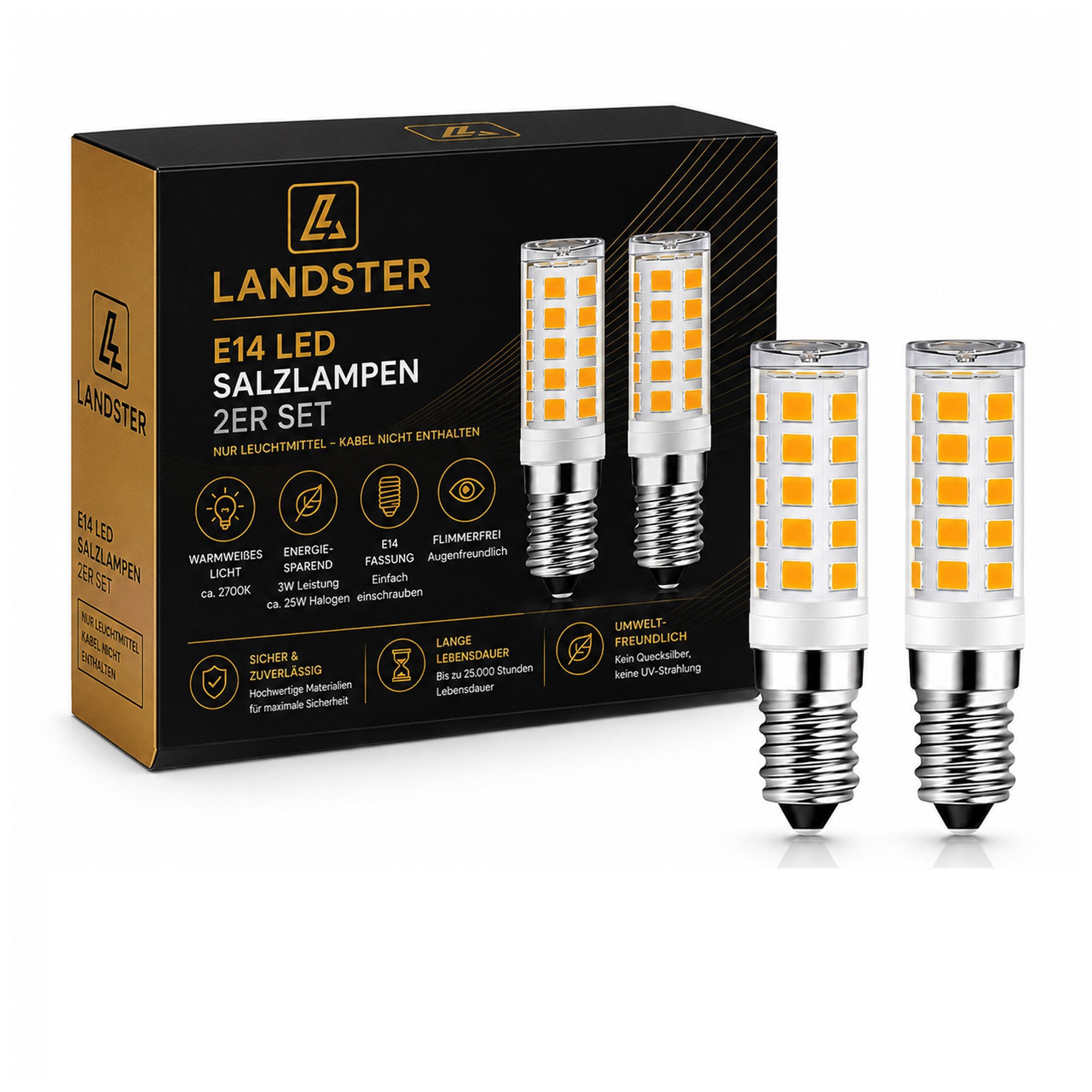 Landster Lampenfassung E14 Ersatzkabel für Salzlampe mit Schalter 1,8 M, Passend für LED oder Glühbirne