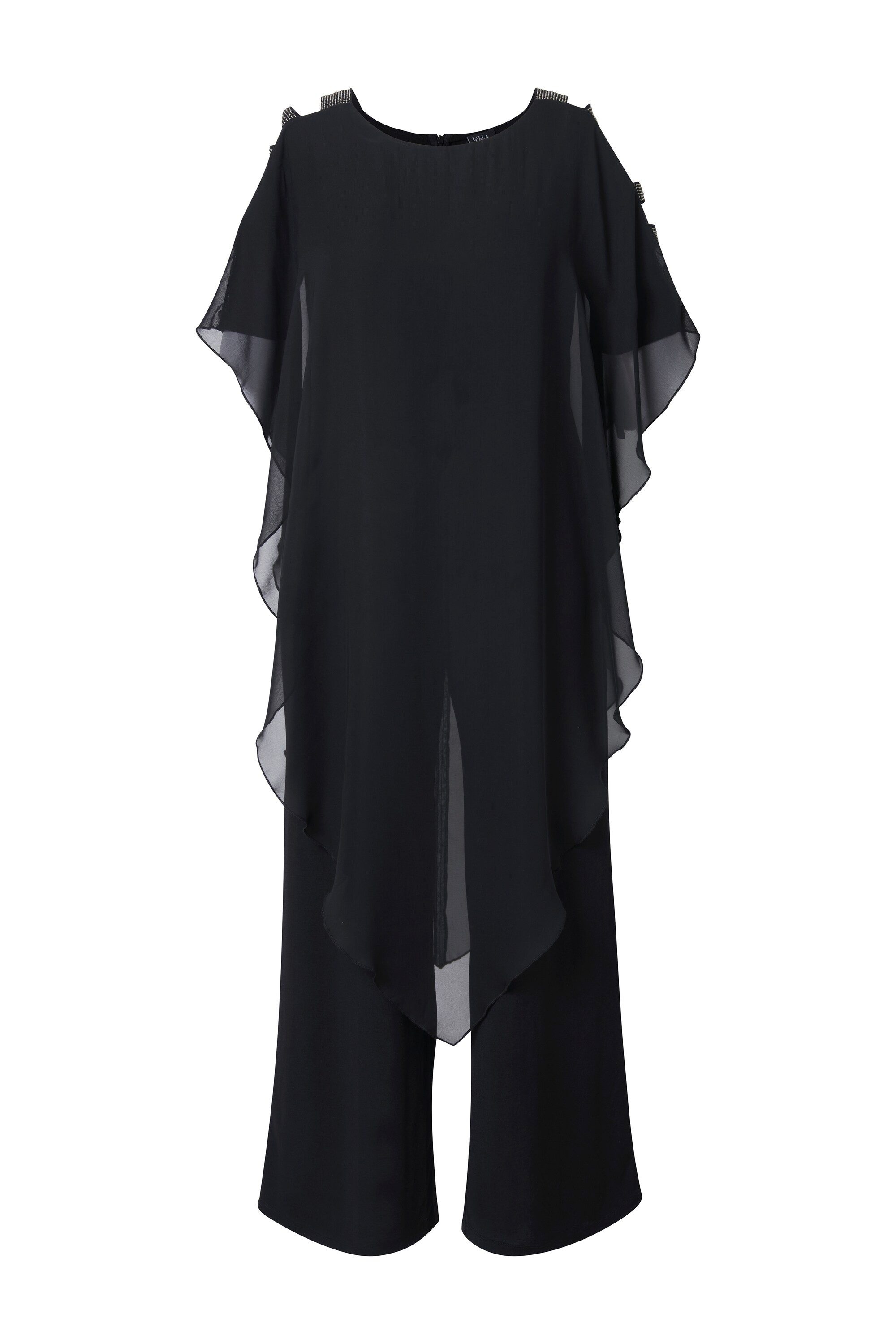 Ulla Popken Schlupfhose Jumpsuit Einteiler Jersey Chiffon-Überwurf günstig online kaufen