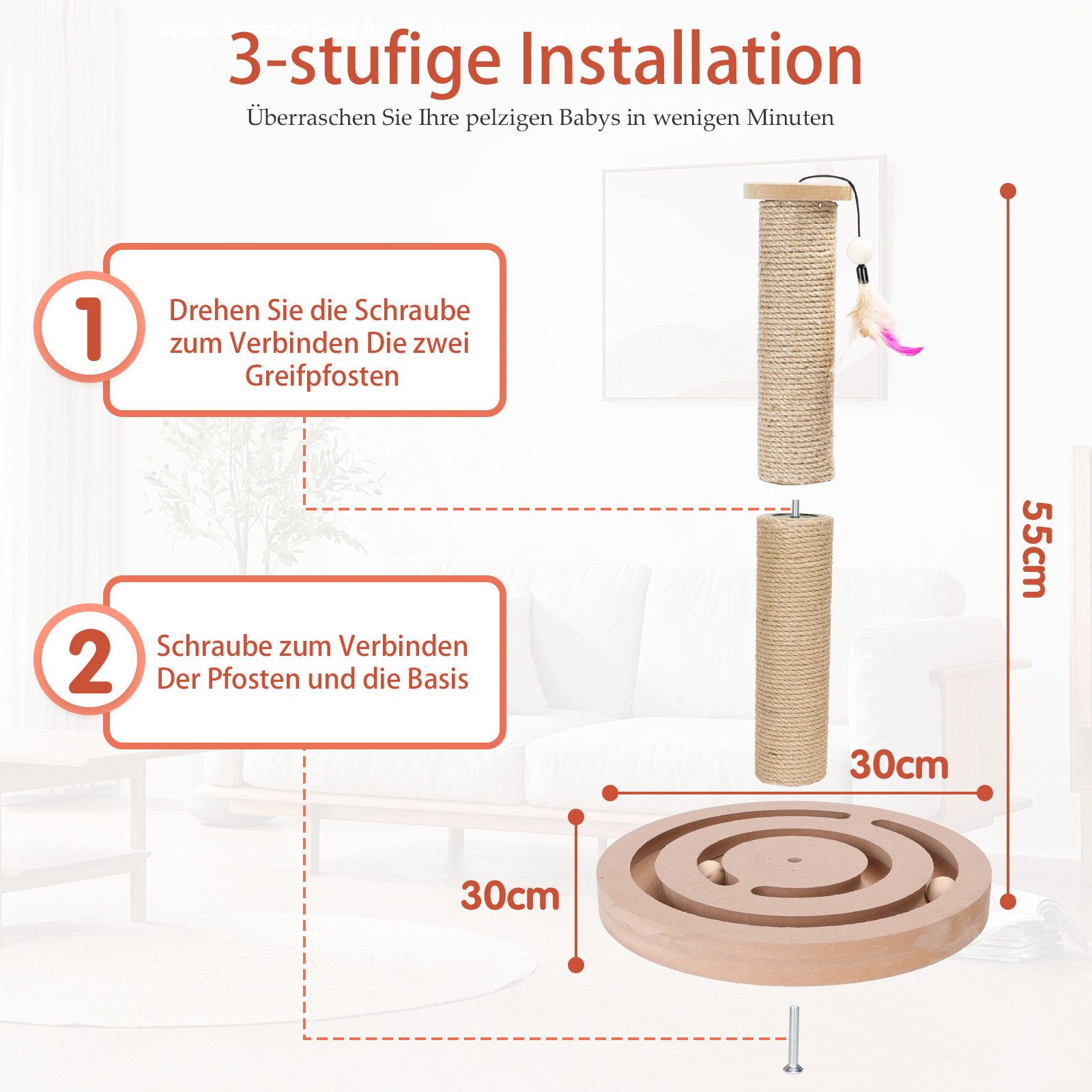 nobleza Kratzsäule Interaktives Katzenspielzeug Kratzsäule Kratzstamm