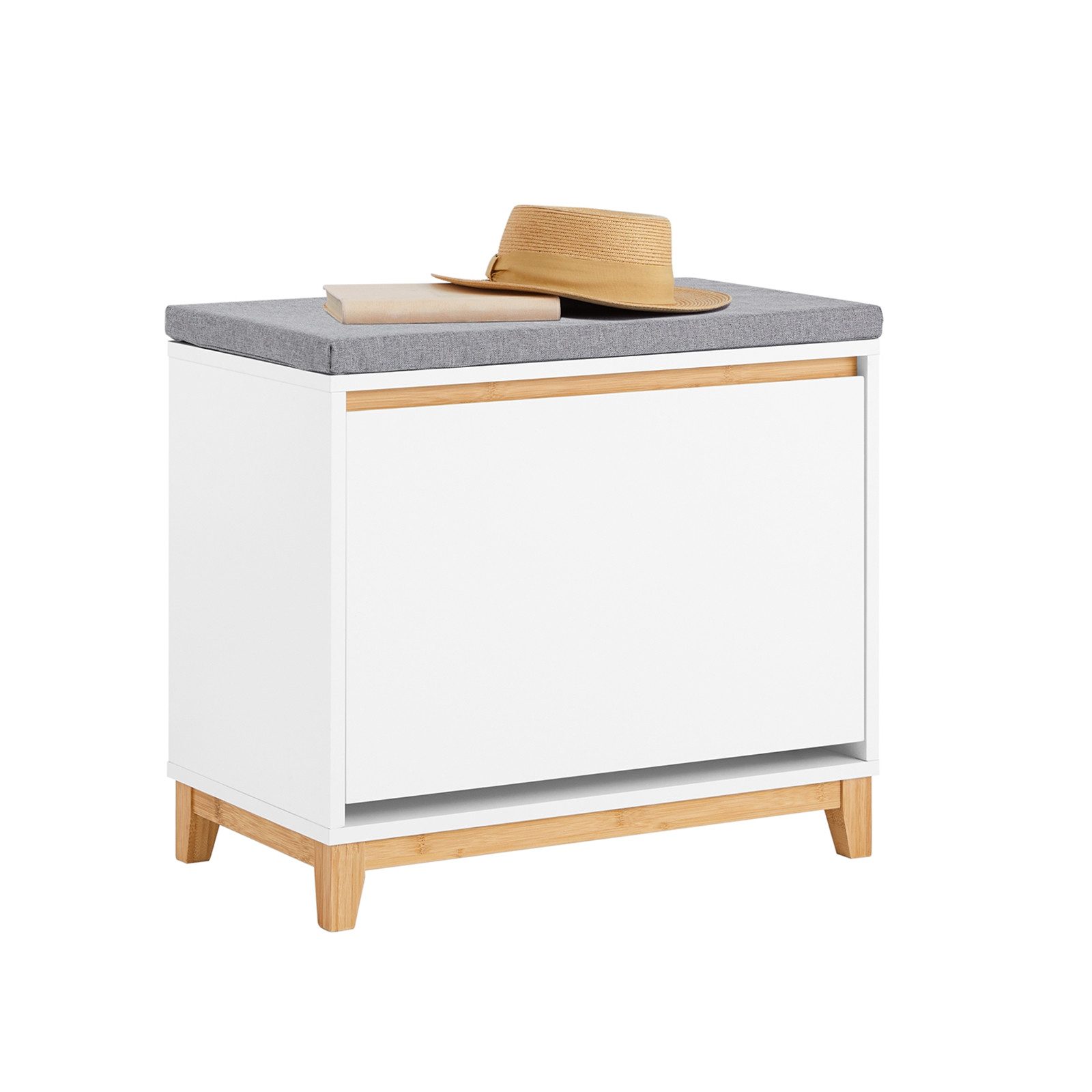 SoBuy Schuhkipper Schuhbank mit Klappe Dielenbank mit Sitzkissen FSR191-WN günstig online kaufen