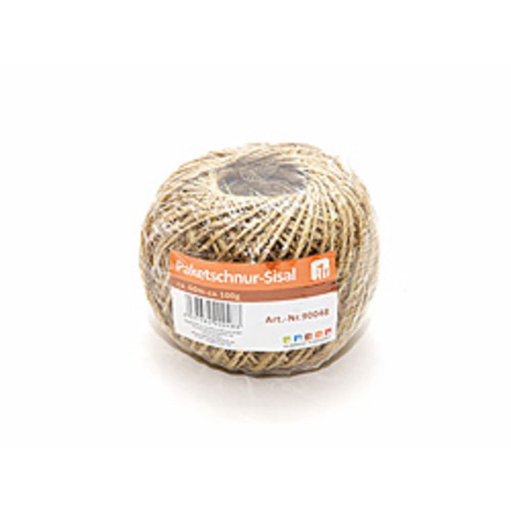 HundB Sisal Paketschnur Natur, 60m, 1.6mm Durchmesser, Braun, 100g Rolle Pflanzschnur (Einzelartikel, 1-tlg., Einzelartikel), Bindfaden Schnur Seil Kordel Garn Faden Strick Leine Zwirn