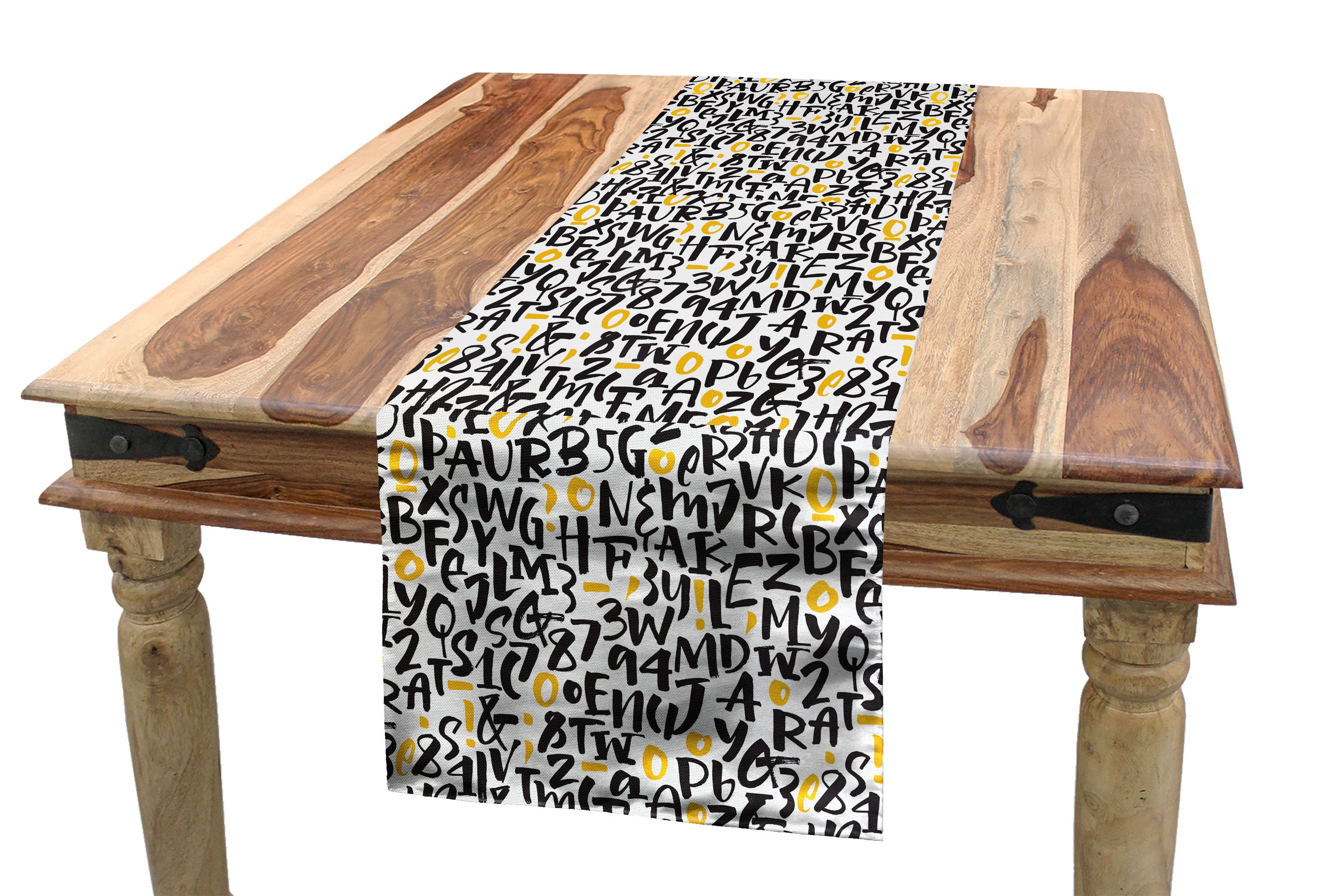 Abakuhaus Tischläufer Esszimmer Küche Rechteckiger Dekorativer Tischläufer, Alphabet Typografie und Ziffern
