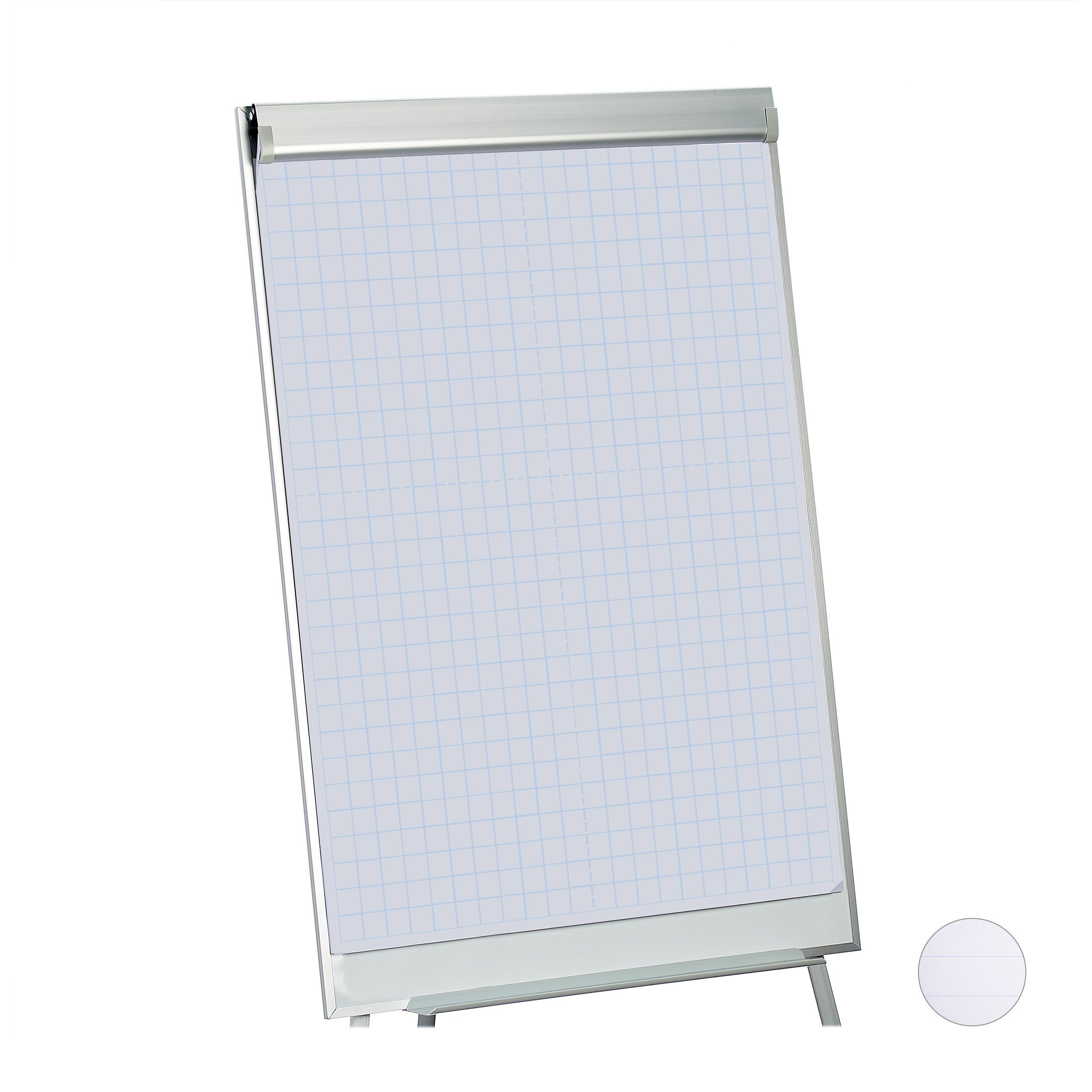 relaxdays Magnettafel Flipchart Papier 50 Blatt, kariert