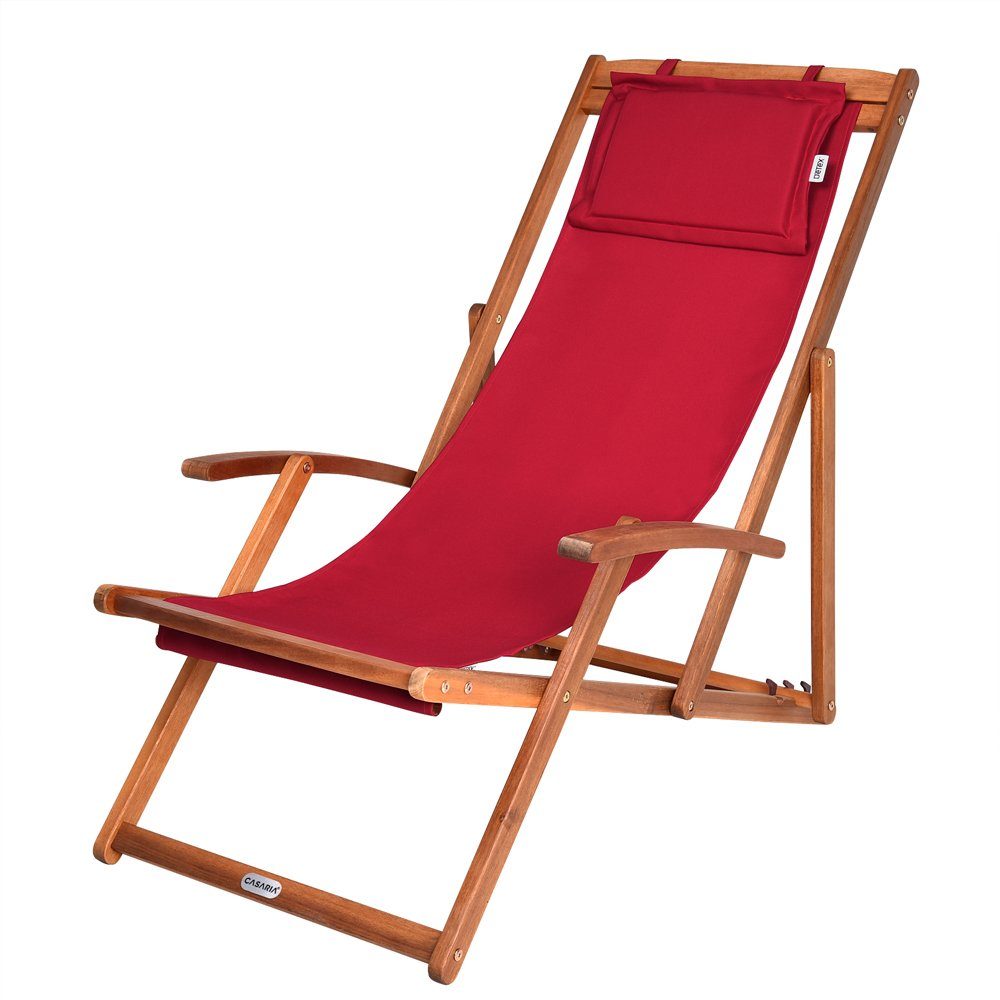 Casaria Gartenliege Rot, 160kg Belastbarkeit, Armlehnen, günstig online kaufen