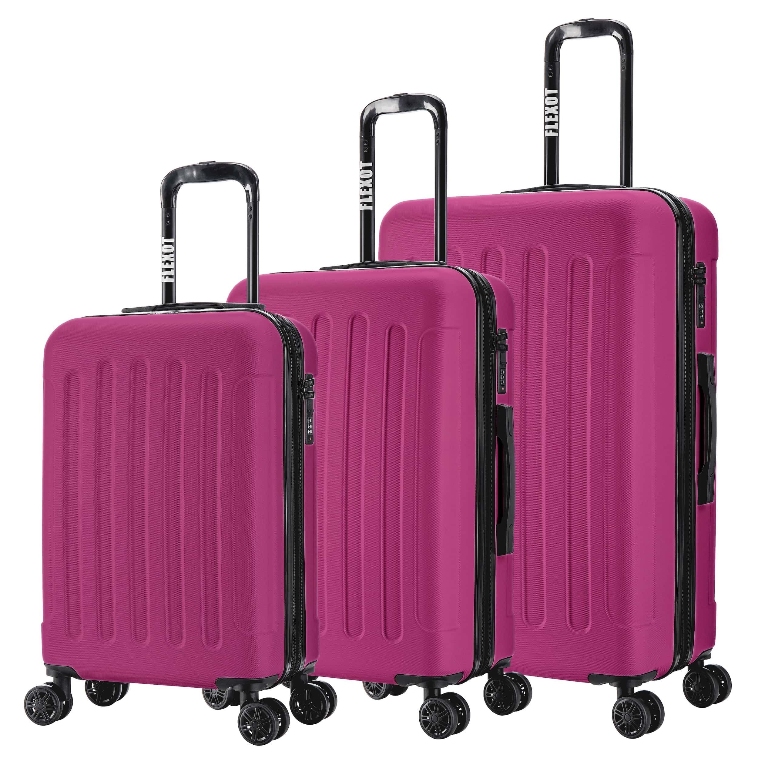 Flexot Hartschalen-Trolley F-3045 (Gr. M, L, XL) – Kofferset – ABS-Hartschale, erweiterbar, 4 Rollen, Robuster und moderner Koffer mit vier 360° Rollen und Zahlenschloss