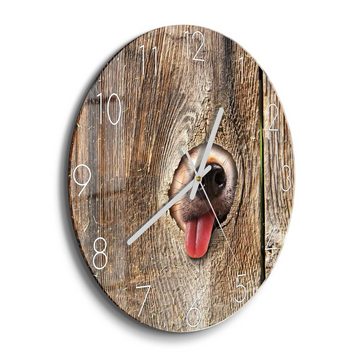 DEQORI Wanduhr 'Neugierige Hundeschnauze' (Glas Glasuhr modern Wand Uhr Design Küchenuhr)