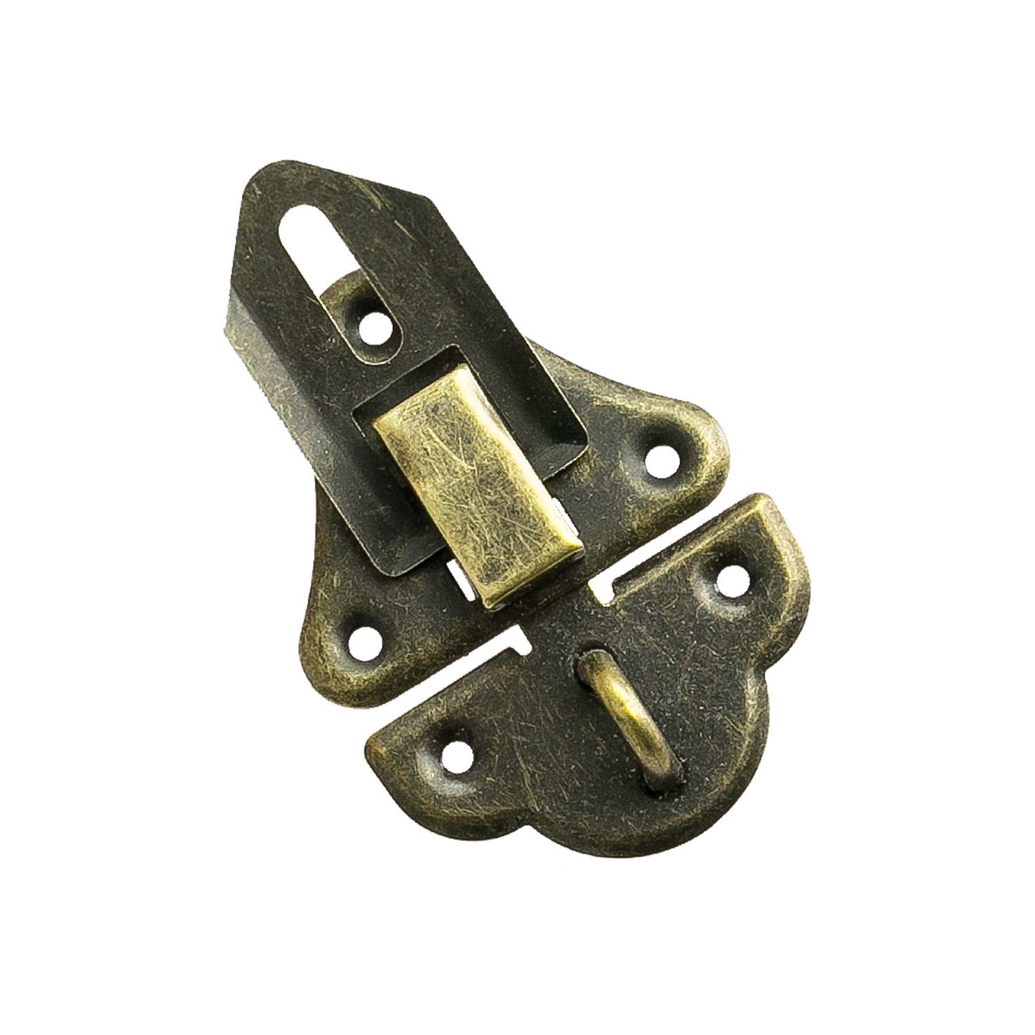 HMF Möbelbeschlag Vintage Spannverschluss mit Schlossöse (1 Stück), Vintage Deko Verschluss, 35 x 50 mm, Bronze