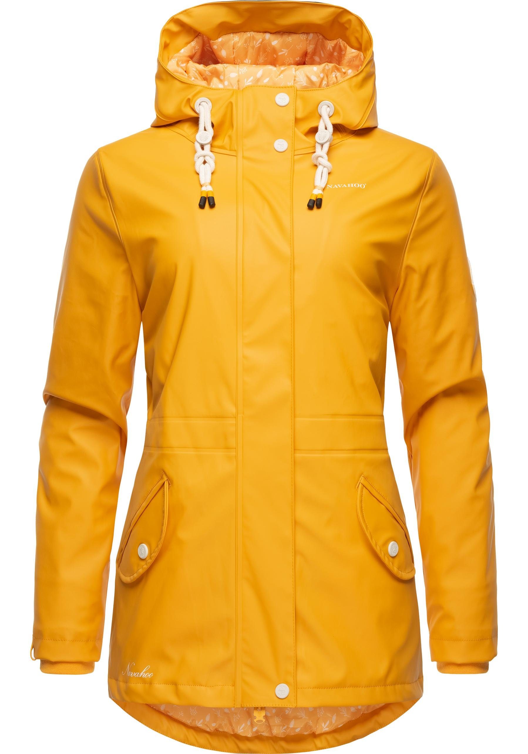 Navahoo Regenjacke Oceans Heart stylischer gelb Regenmantel wasserdichter Kapuze mit