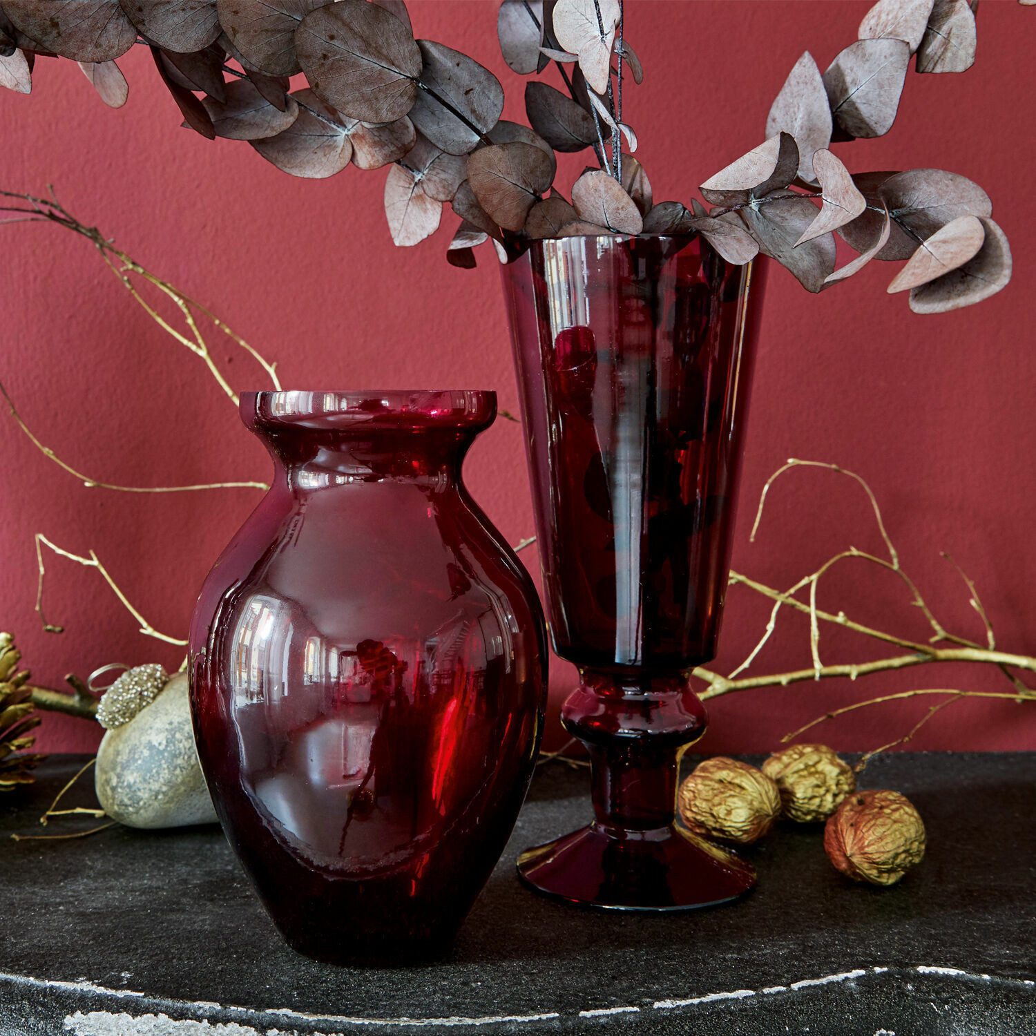 Mirabeau Tischvase Vase 2er Set Darian rot