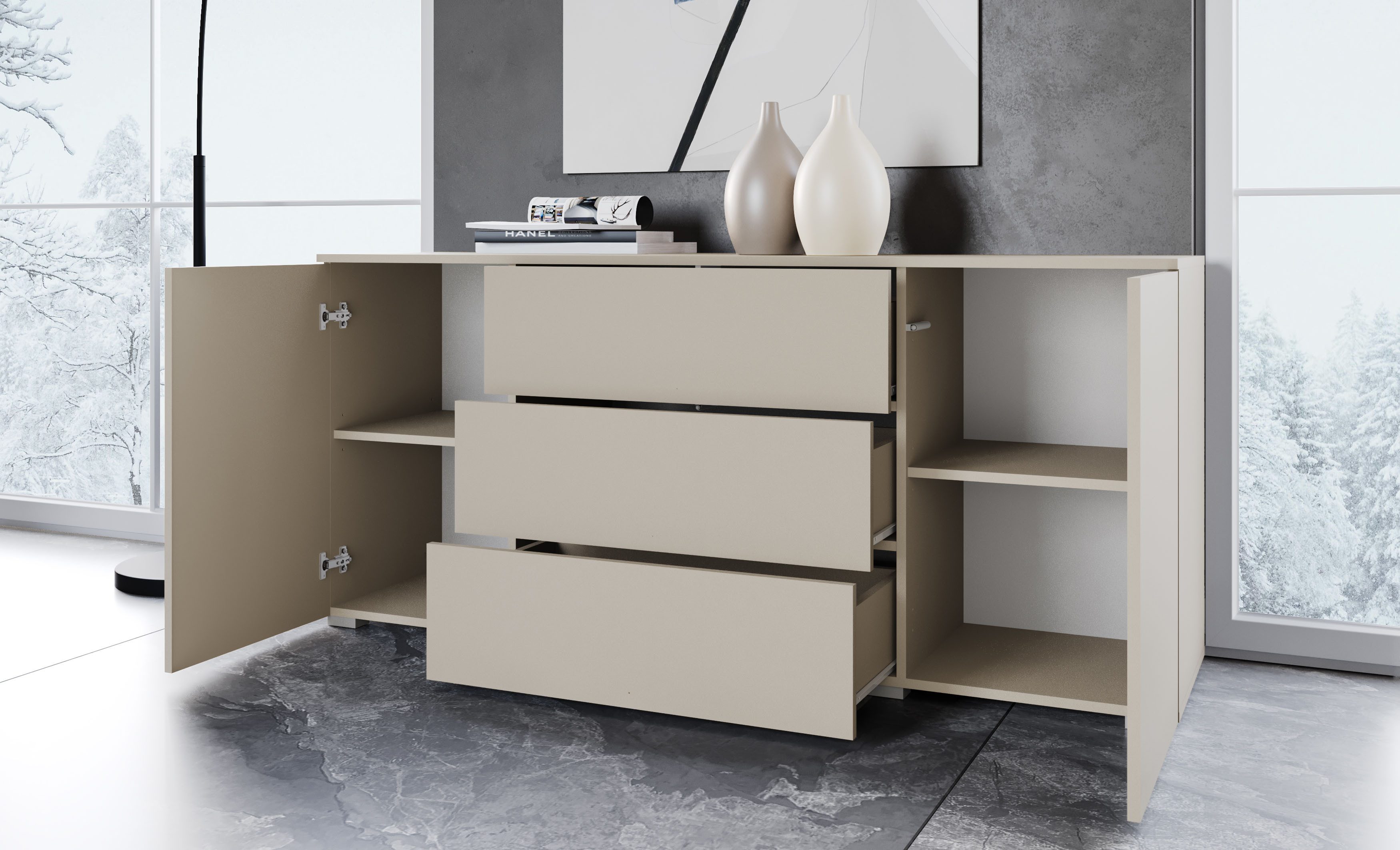 INOSIGN Sideboard PARIS (1 St), Moderne 150cm breite grifflose Kommode, vie günstig online kaufen