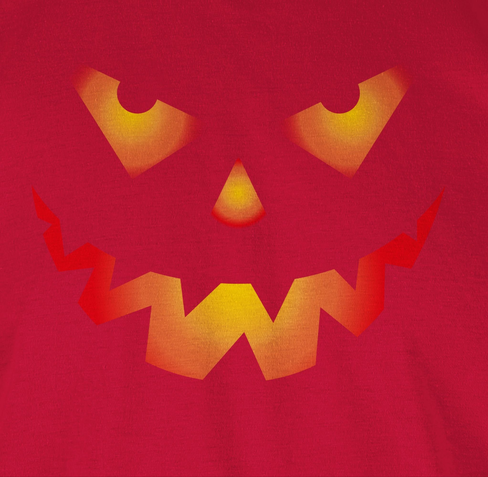 Gruseliger Böse Kostüme Rundhalsshirt Halloween Shirtracer Gruselig Kürbis Halloween Herren 2 Gesicht Rot Kürbisgesicht