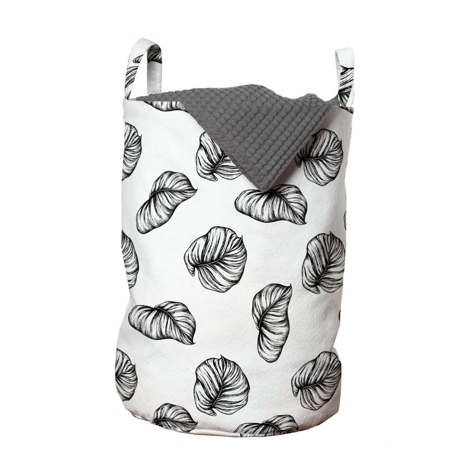 Abakuhaus Wäschesäckchen Wäschekorb mit Griffen Kordelzugverschluss für Waschsalons, Blätter Philodendron Blätter- Motiv