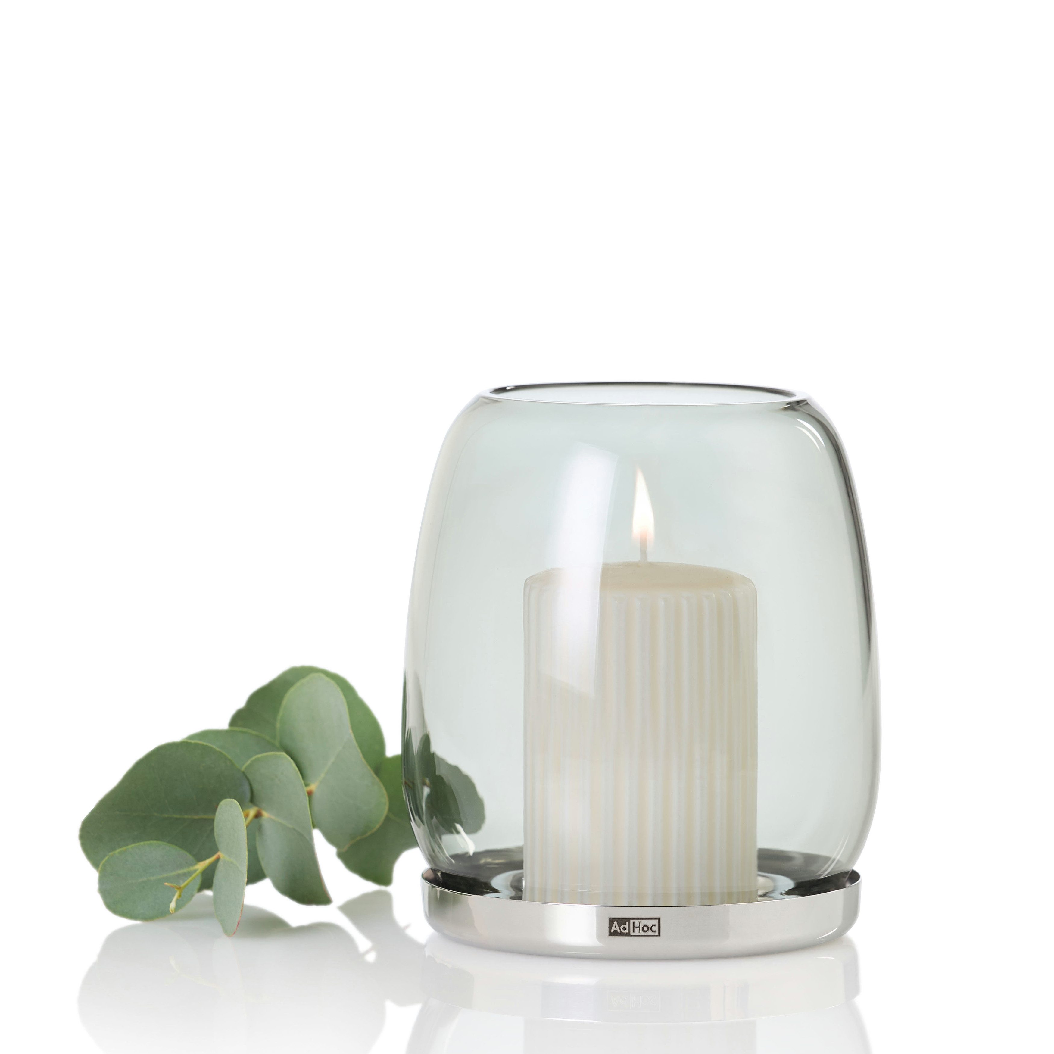AdHoc Windlicht Yuna (Windlicht & Ständer aus Edelstahl), für Kerzen, LED-Kerzen oder Teelichter, edles Borosilikatglas