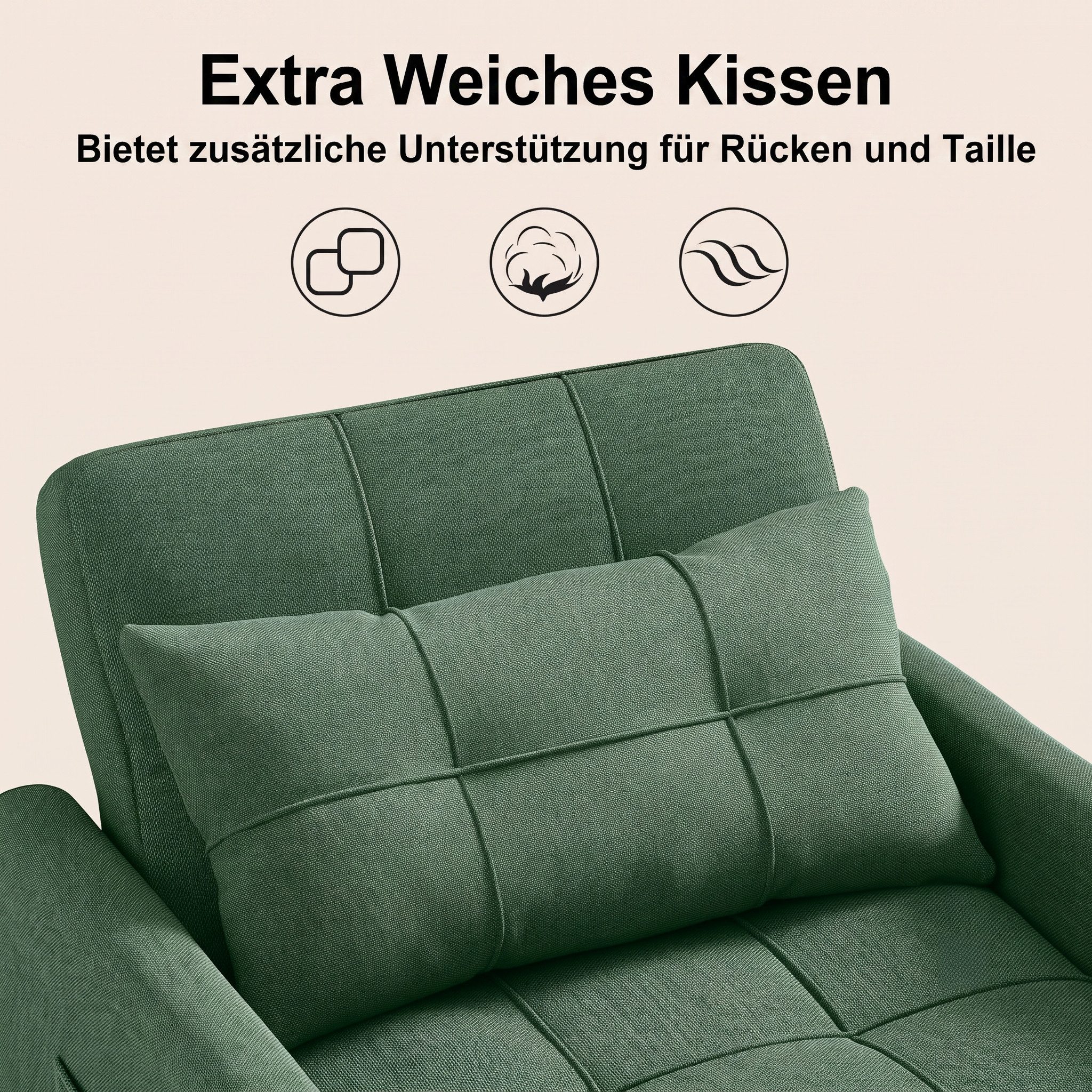 Blishom Relaxsessel 3-in-1 Schlafsessel Schlafsofa Klappbett Relaxsessel 78x86x84 cm, multifunktionaler Sessel zum Ausziehen als Gästebett – Bild 4 von 5