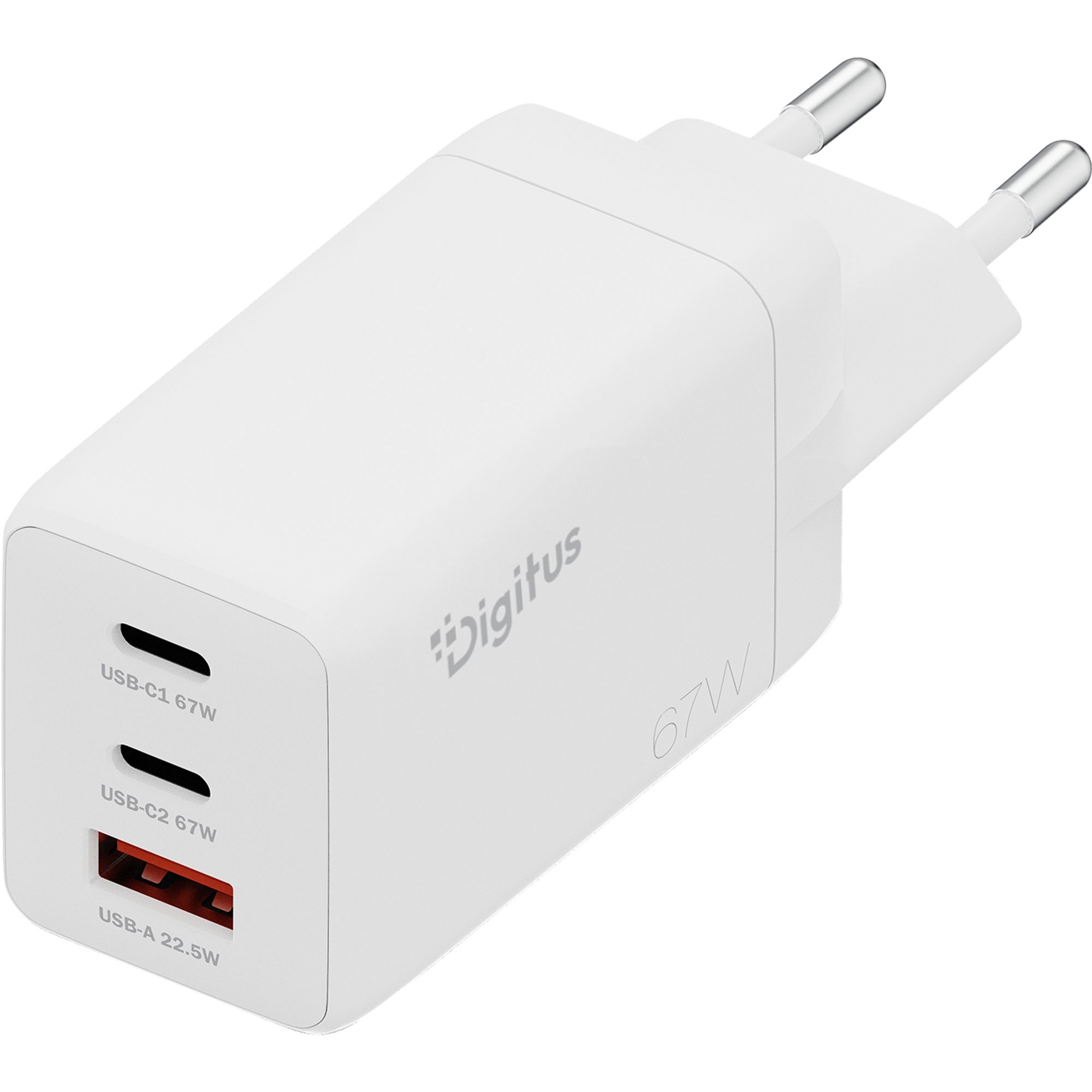Digitus Digitus USB GaN Charger 67W, 2x USB-C, 1x USB-A, Ladegerät Reiseadapter