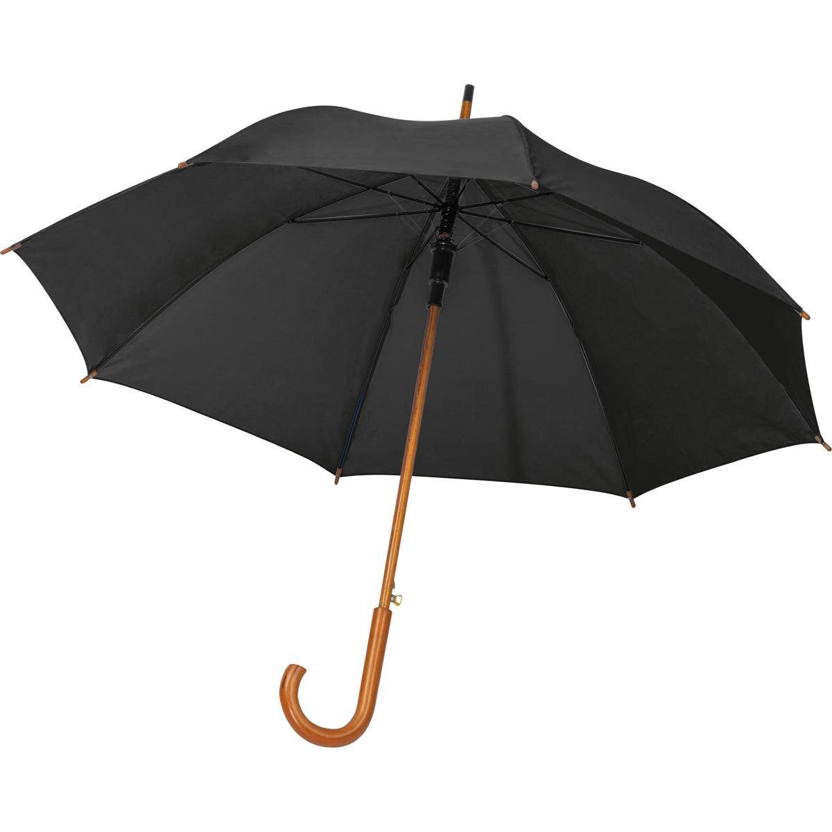 Easy Gifts Stockregenschirm Automatik-Regenschirm mit Holzgriff / Farbe: schwarz