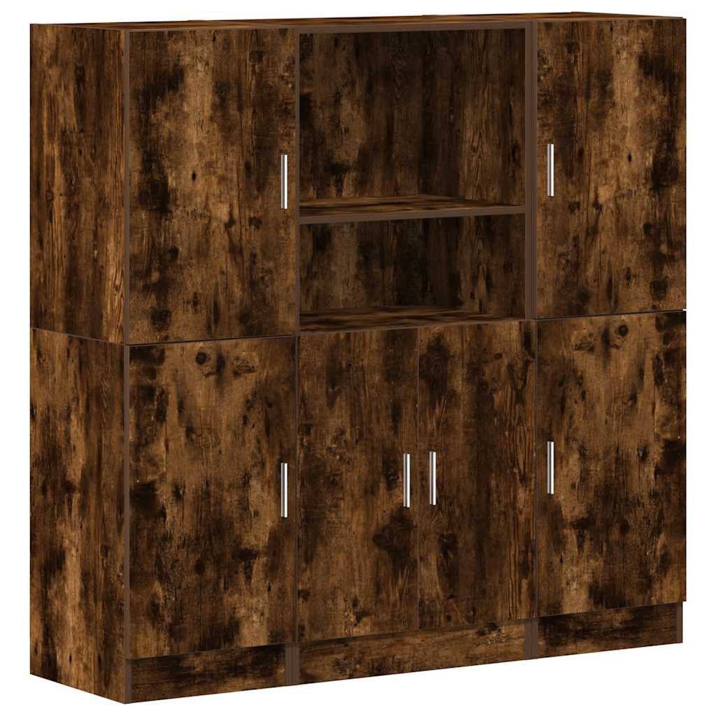 vidaXL Regal 3-tlg. Küchenschrank-Set Räuchereiche Holzwerkstoff, günstig online kaufen