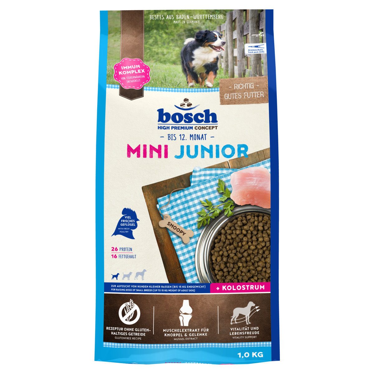 Bosch Petfood Mini Junior 1 kg, Trockenfutter für: Hund
