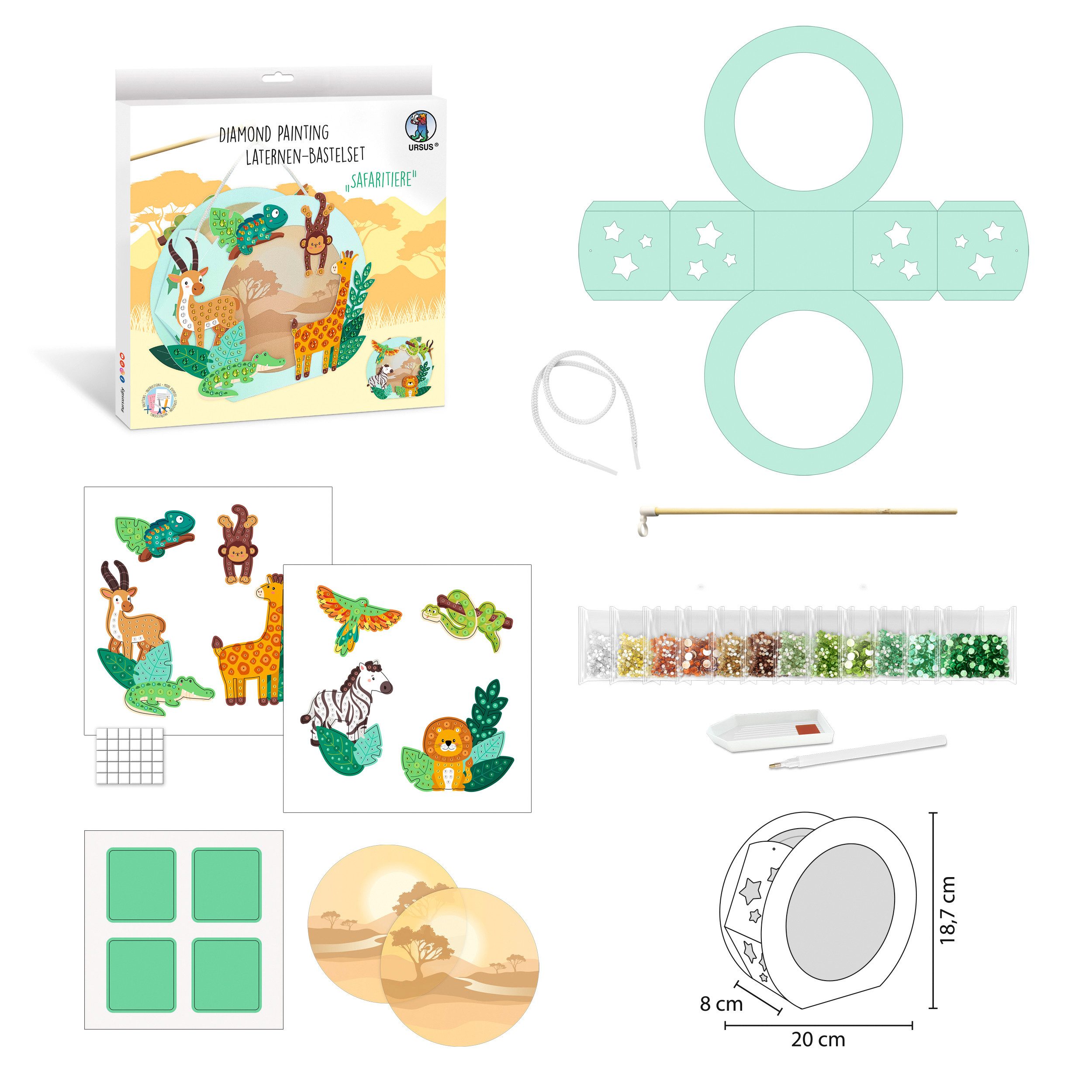 Ursus - Ludwig Bähr Kreativset Diamond Painting Laternen Bastelset, 20x18,7cm