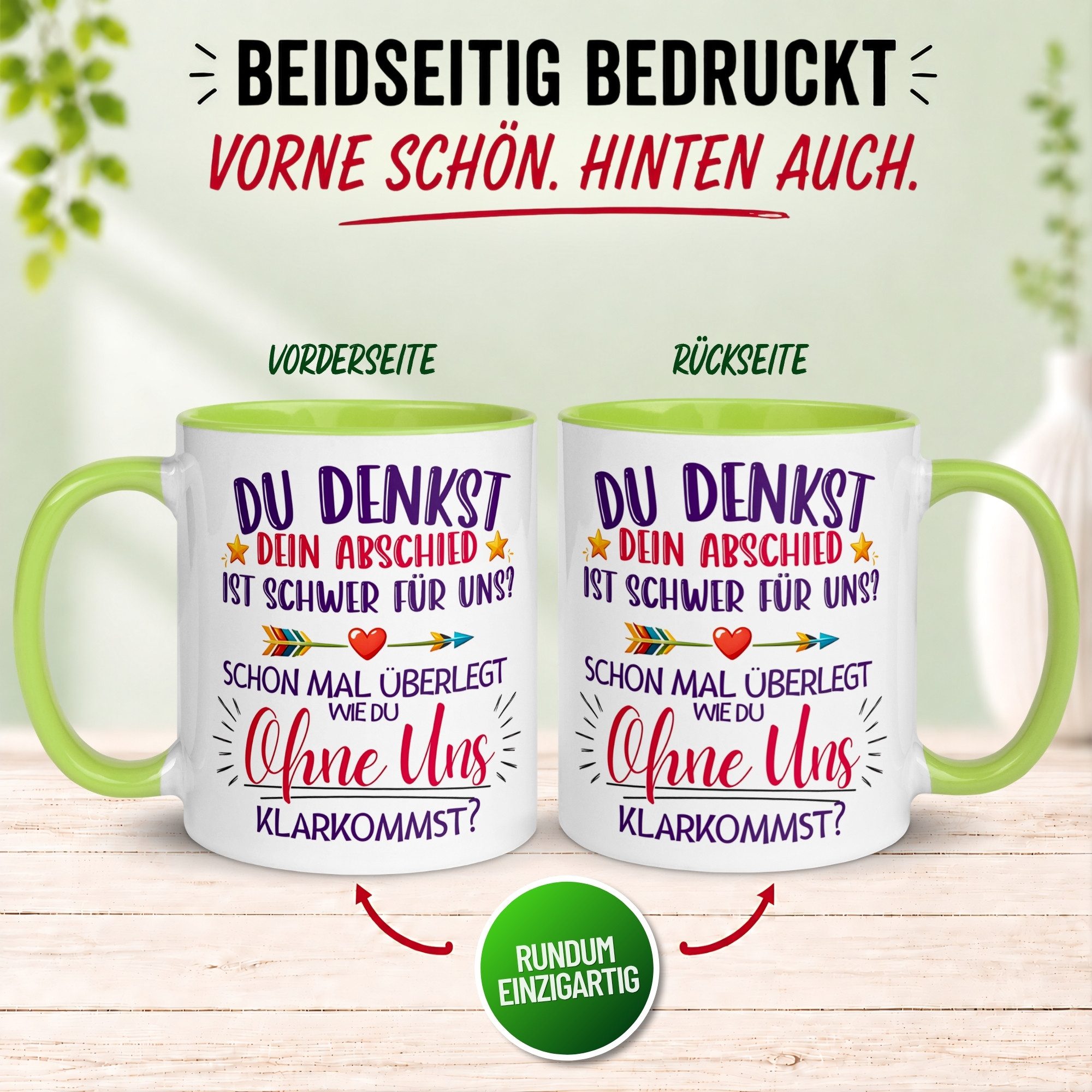 Momentals Tasse Abschiedsgeschenk Kollegin – „Du denkst DEIN Abschied ist schwer“, Gratis Versand · Links-&Rechtshänder · Spülmaschinenfest – Bild 4 von 5