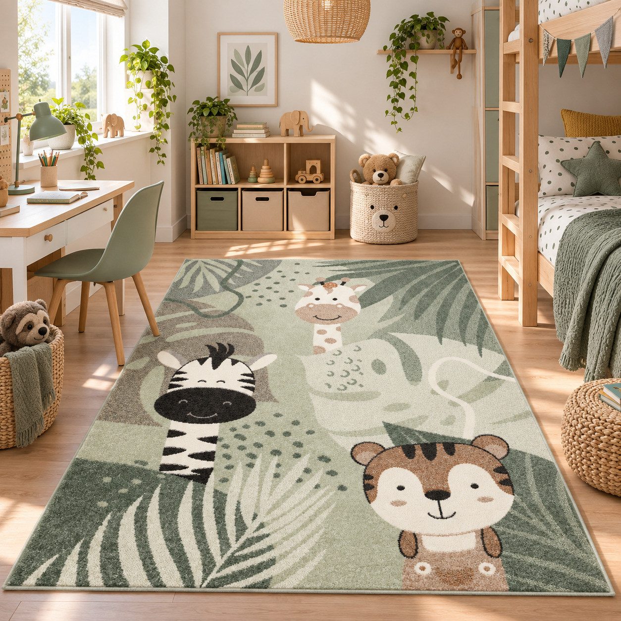Pergamon Kinderteppich Kinder Teppich Softstar Kids Safari Animal Friends, Rechteckig, Höhe: 11 mm