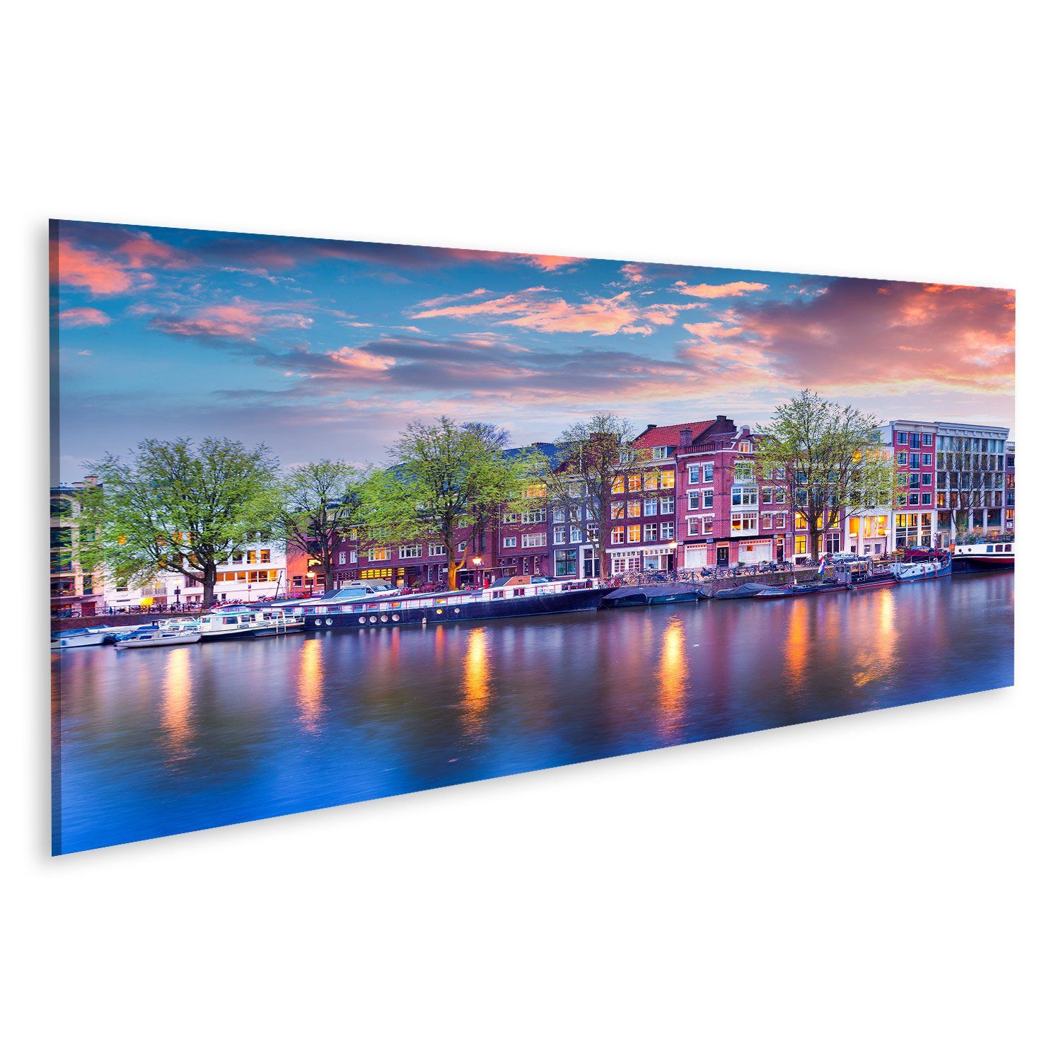 islandburner Leinwandbild Bild auf Leinwand Amsterdam Grachten Holland Wandbild Leinwandbild Wan
