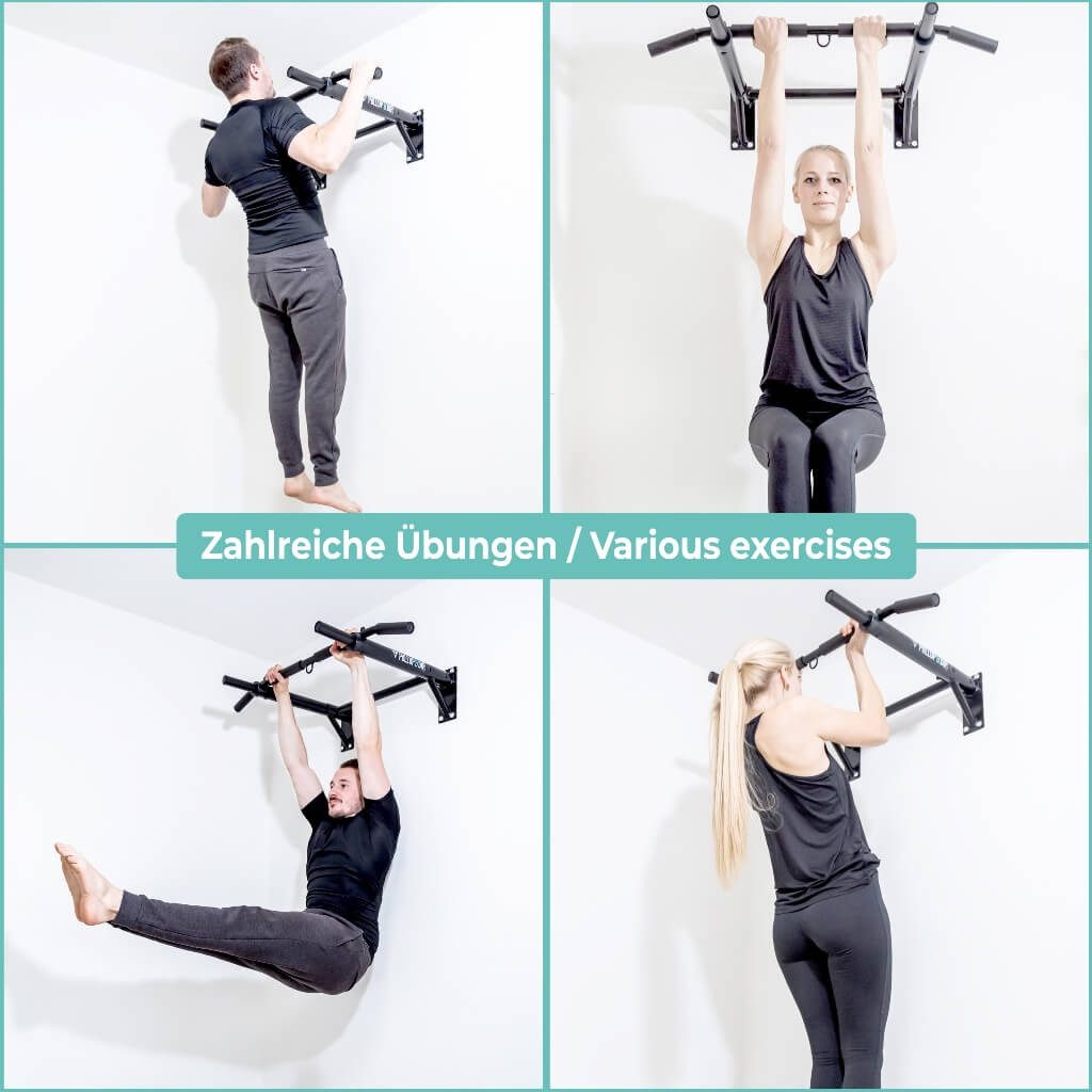Pullup & Dip Klimmzugstange Klimmzugstange Wand inkl. Klimmzug Band + Schrauben (1-tlg)