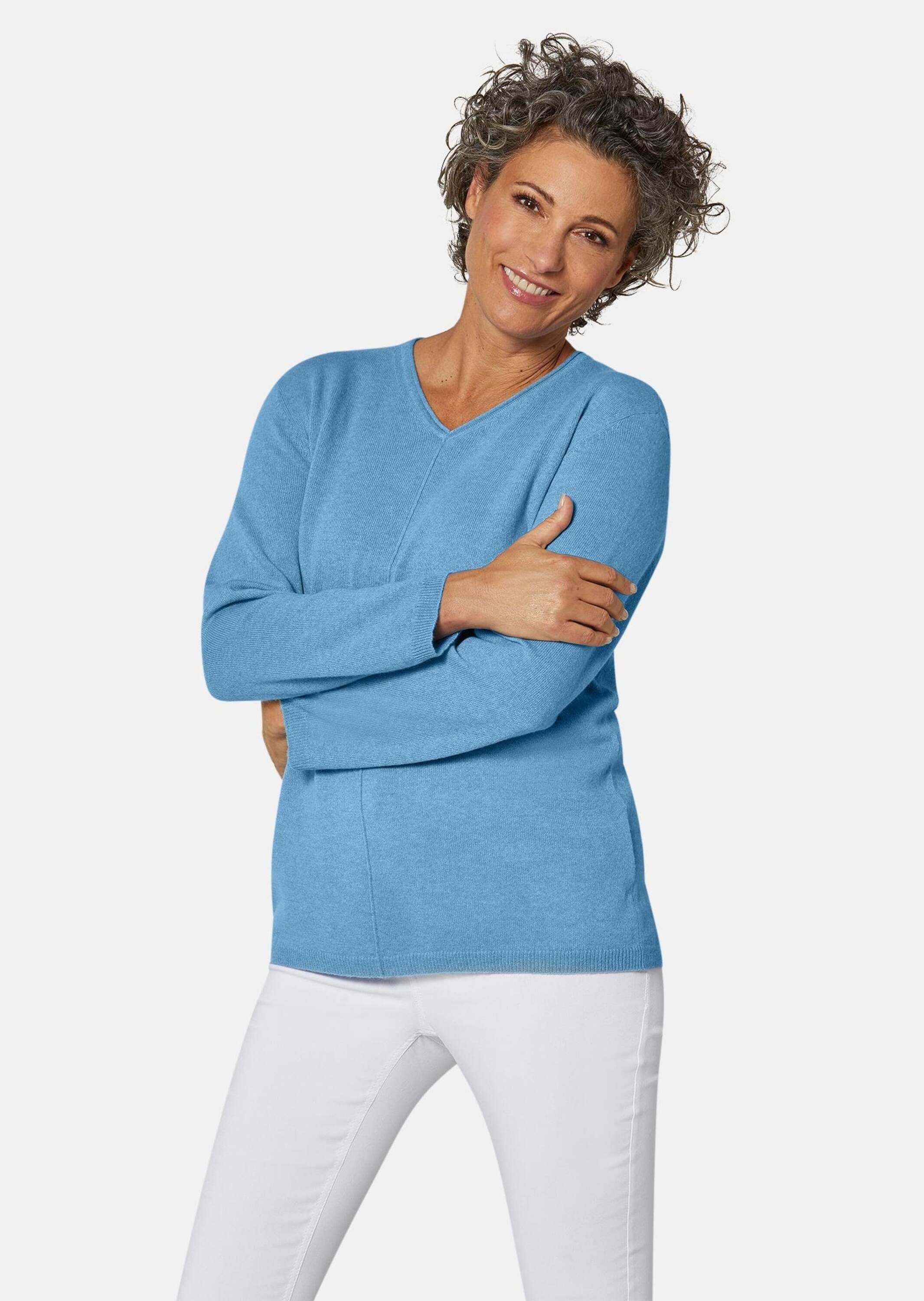 GOLDNER Strickpullover Basicpullover mit V-Ausschnitt Strickpullover mit Te günstig online kaufen