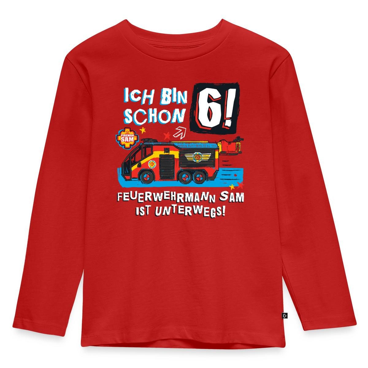Spreadshirt T-Shirt Feuerwehrmann Sam Geburtstagsdesign 6 Jahre Kinder Premium Langarmshir (1-tlg)