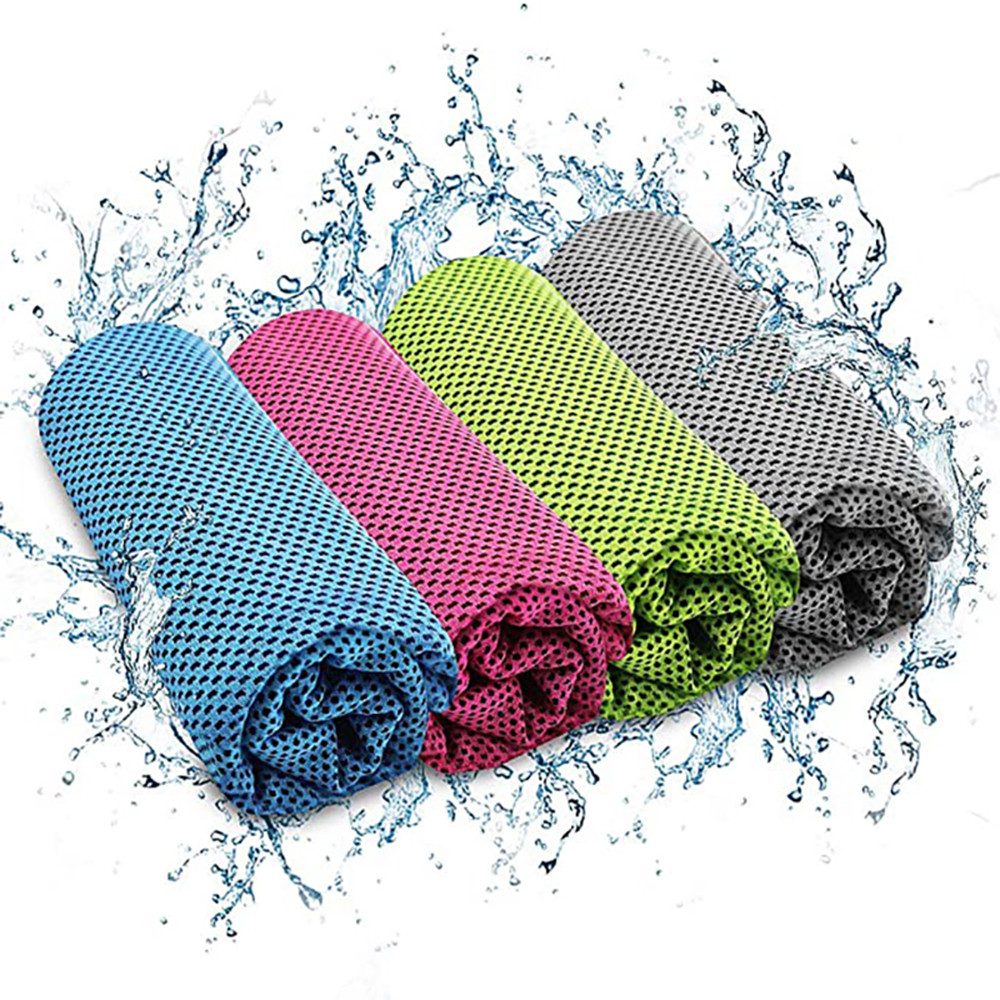 nsihing Sporthandtuch Kühltuch Kühlhandtuch, Sofortige Relief Eiskalt Kühlen Handtuch, (Atmungsaktives Mesh Schweißsaugfähig Cooling Towel Für Sport Fitness Gym, 4-St), Mikrofaser Handtuch Eistuch Abkühltuch Schweißtuch