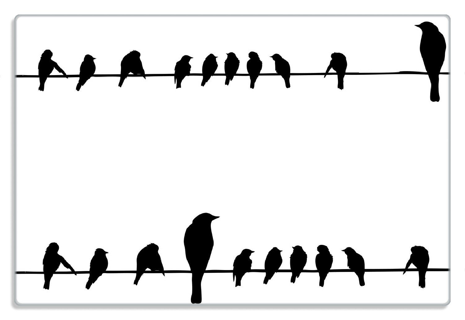 4mm, auf Wallario Frühstücksbrett 1-St), Stromleitung, 20x30cm Vögel rutschfester (inkl. einer Gummifüße
