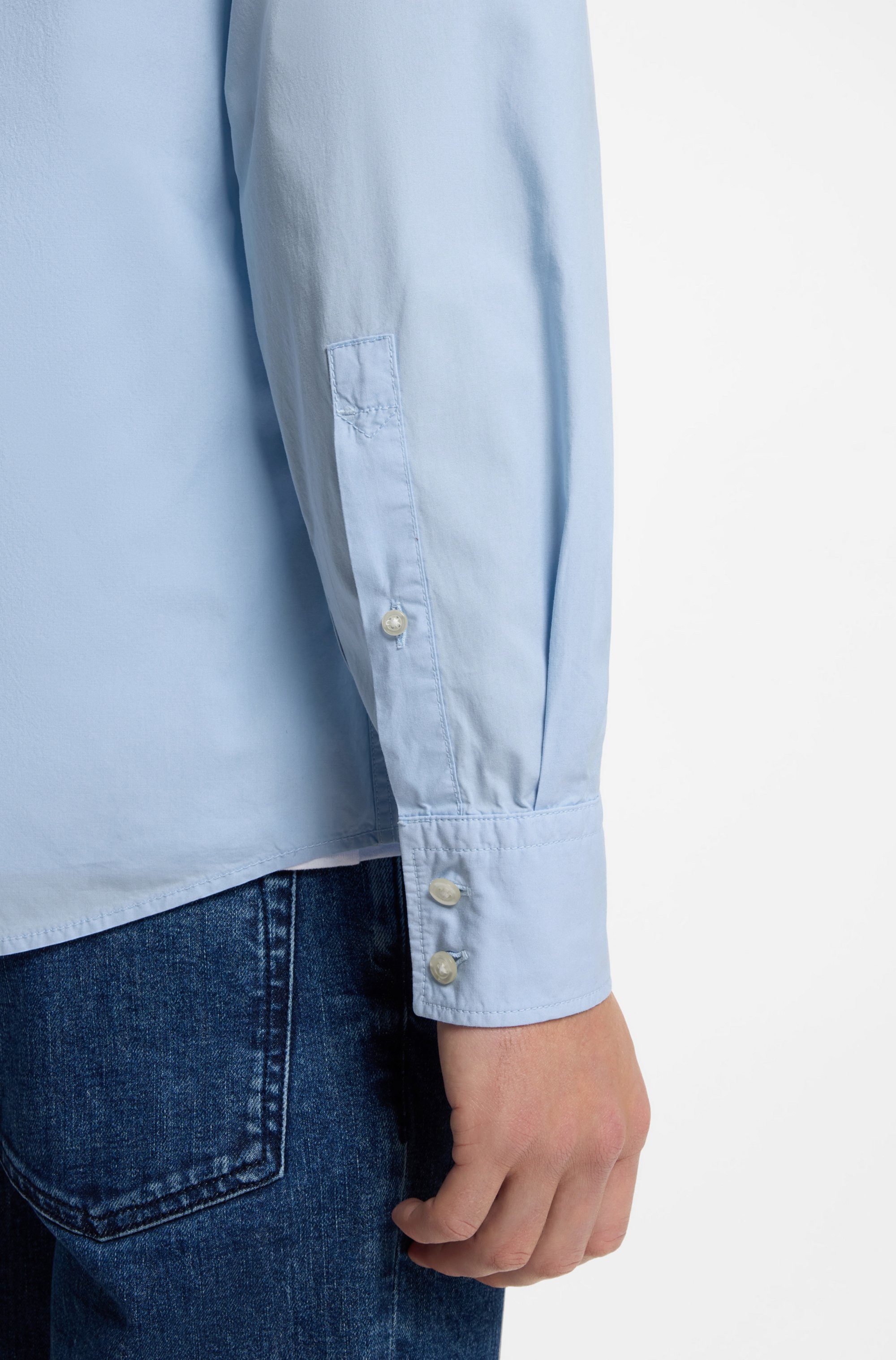 BOSS ORANGE Langarmhemd Relegant Regular Fit Baumwolle mit BOSS Stickerei und klassischem Kent Kragen