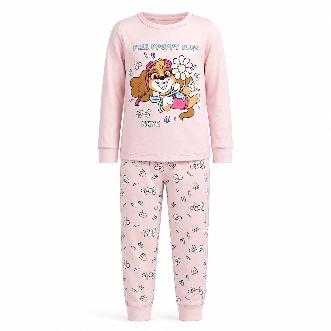PAW PATROL Schlafanzug Paw Patrol Skye Kinder Mädchen langarm Schlafanzug Pyjama (Packung) Gr. 104 bis 128 - 100% Baumwolle