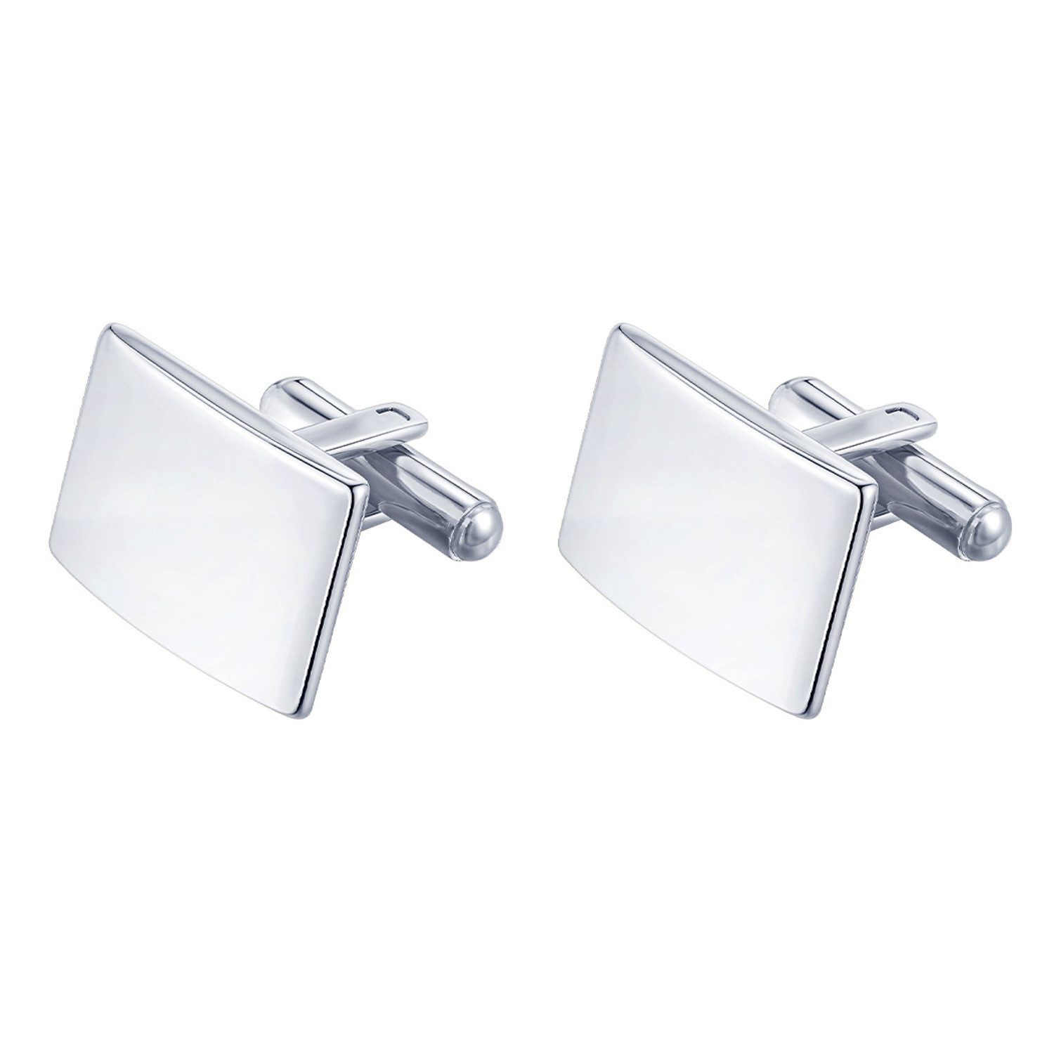 KARMA Manschettenknöpfe Set 2er Set Herren Edelstahl Silber od. Schwarz rechteckig (pflegeleicht, 1-Paar, klassisch modern rostfrei hypoallergen), elegant Business Hochzeit Hemd Accessoire