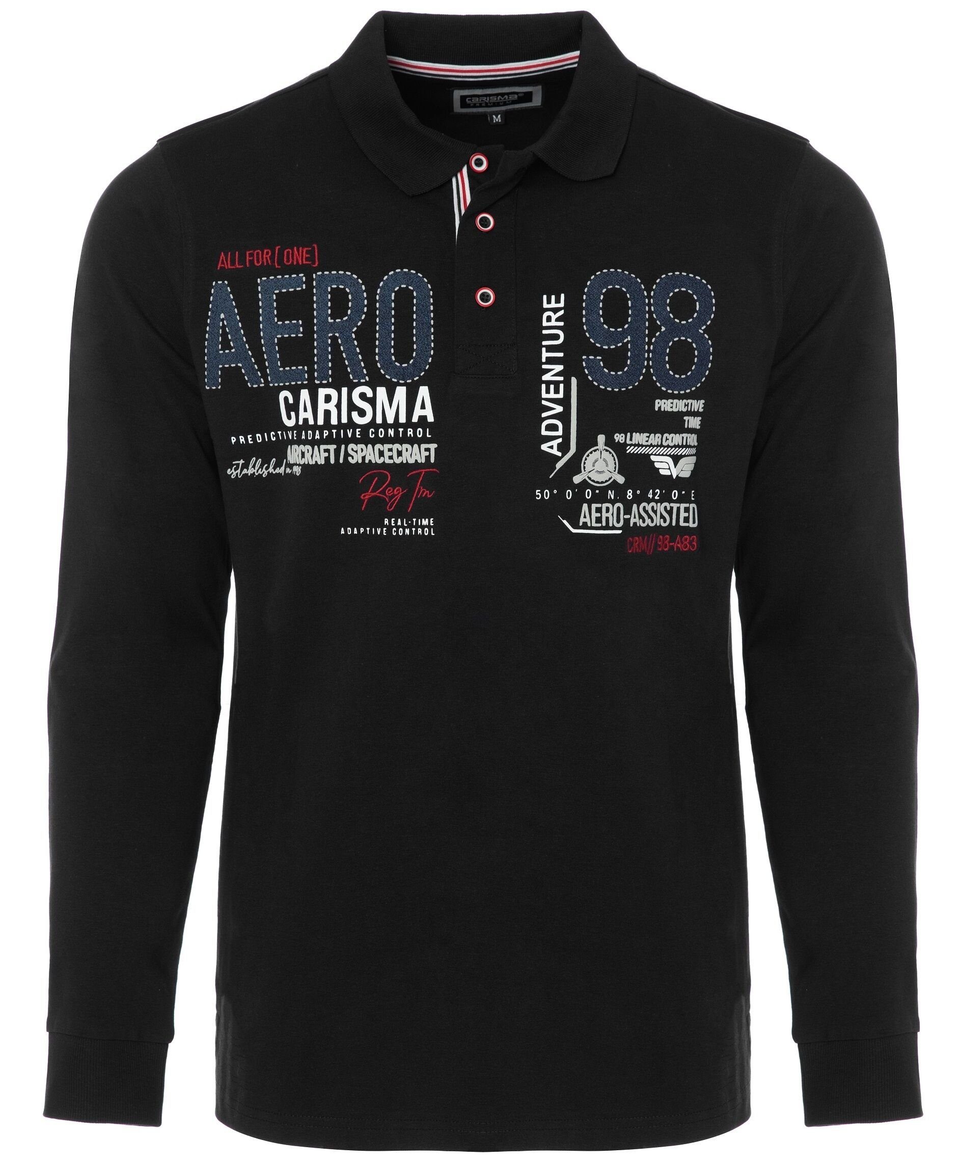 CARISMA Poloshirt Premium Black Langarmpolo