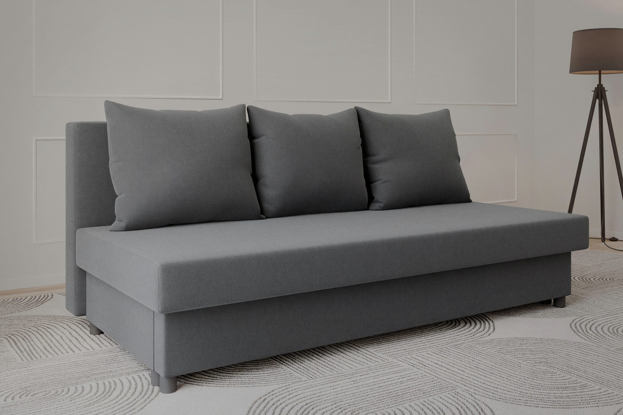 MOEBLO Schlafsofa KAMAZO, Sofa ausziehbar mit Bettkasten, Stoffbezug & Kiss günstig online kaufen