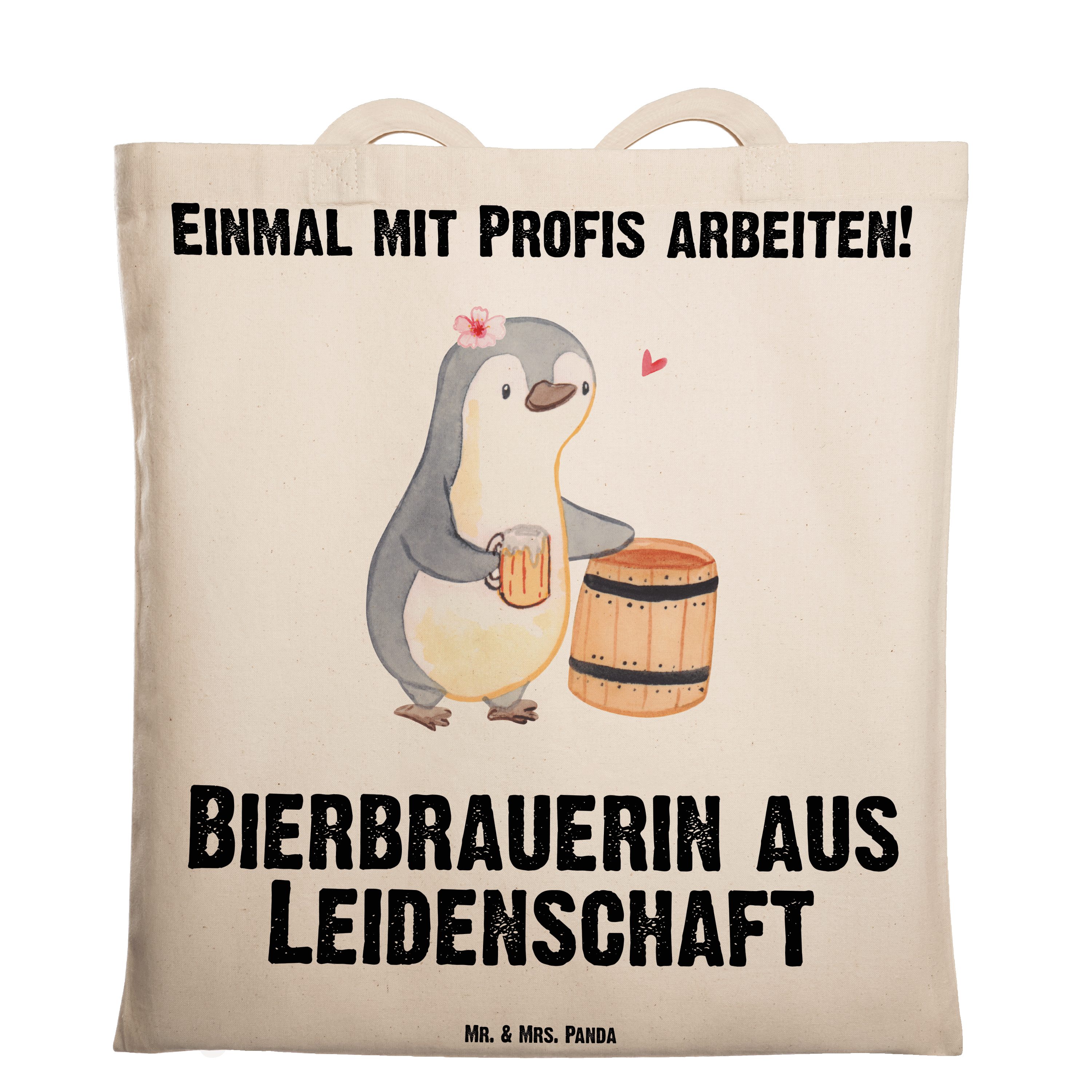 Mr. & Mrs. Panda Tragetasche Bierbrauerin aus Leidenschaft - Transparent - Geschenk, Hobbybrauen, (1-tlg)