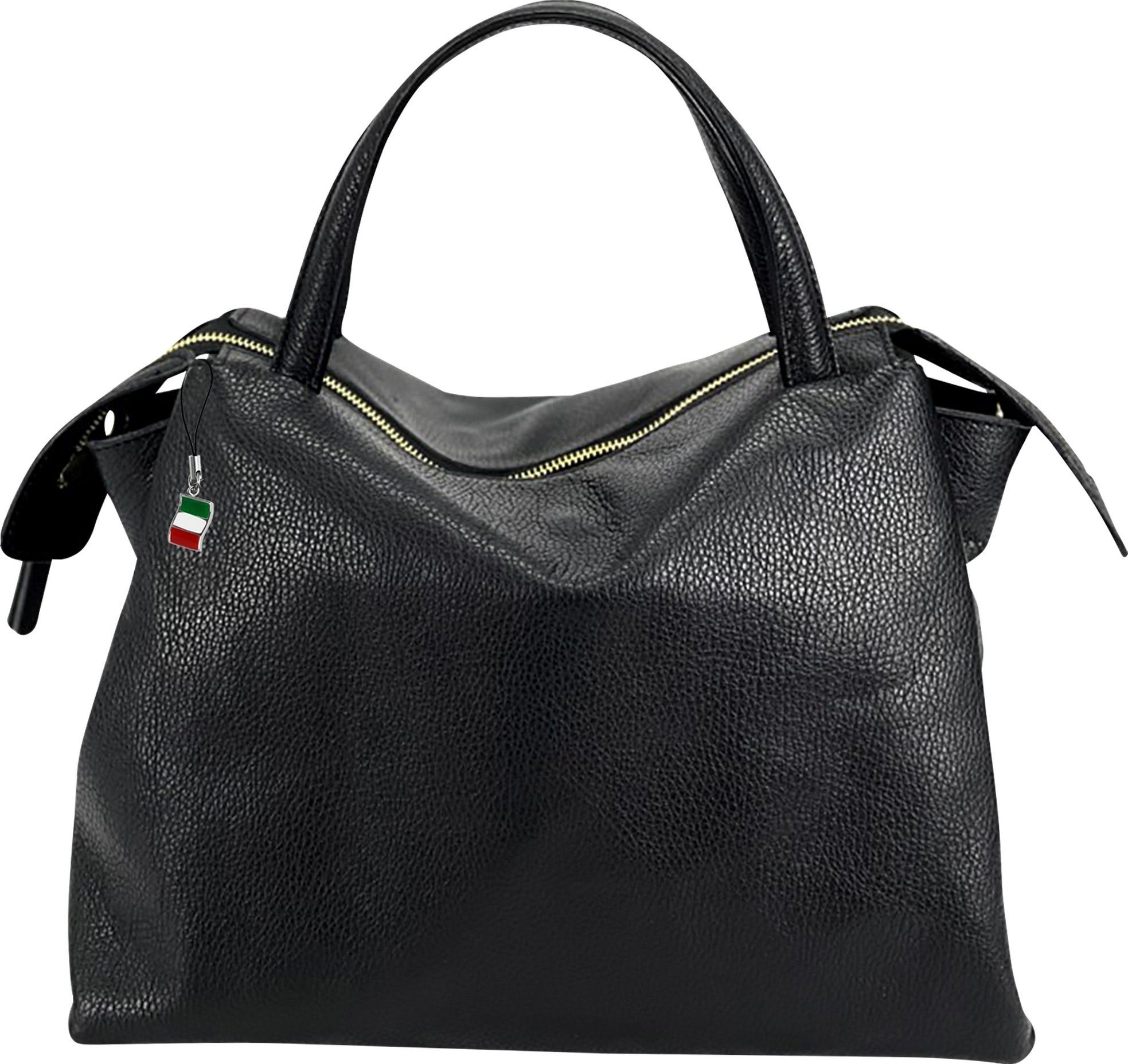 FLORENCE Umhängetasche Florence Umhängetasche Damen Handtasche (Umhängetasche), Damen Leder Umhängetasche, schwarz ca. 35cm