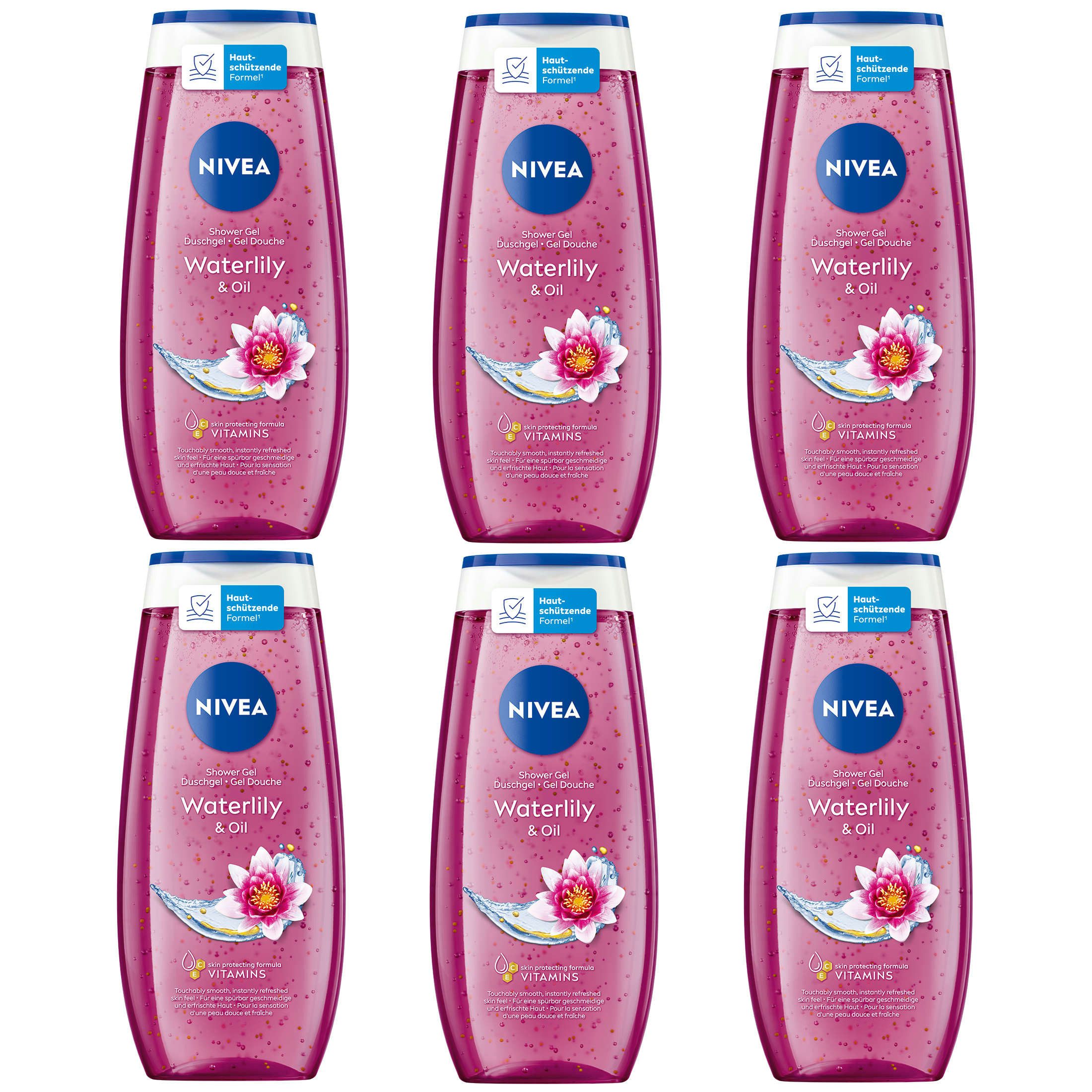 Nivea Duschgel Waterlily & Oil 6 x 250 ml, 6-tlg., pH-Hautneutral