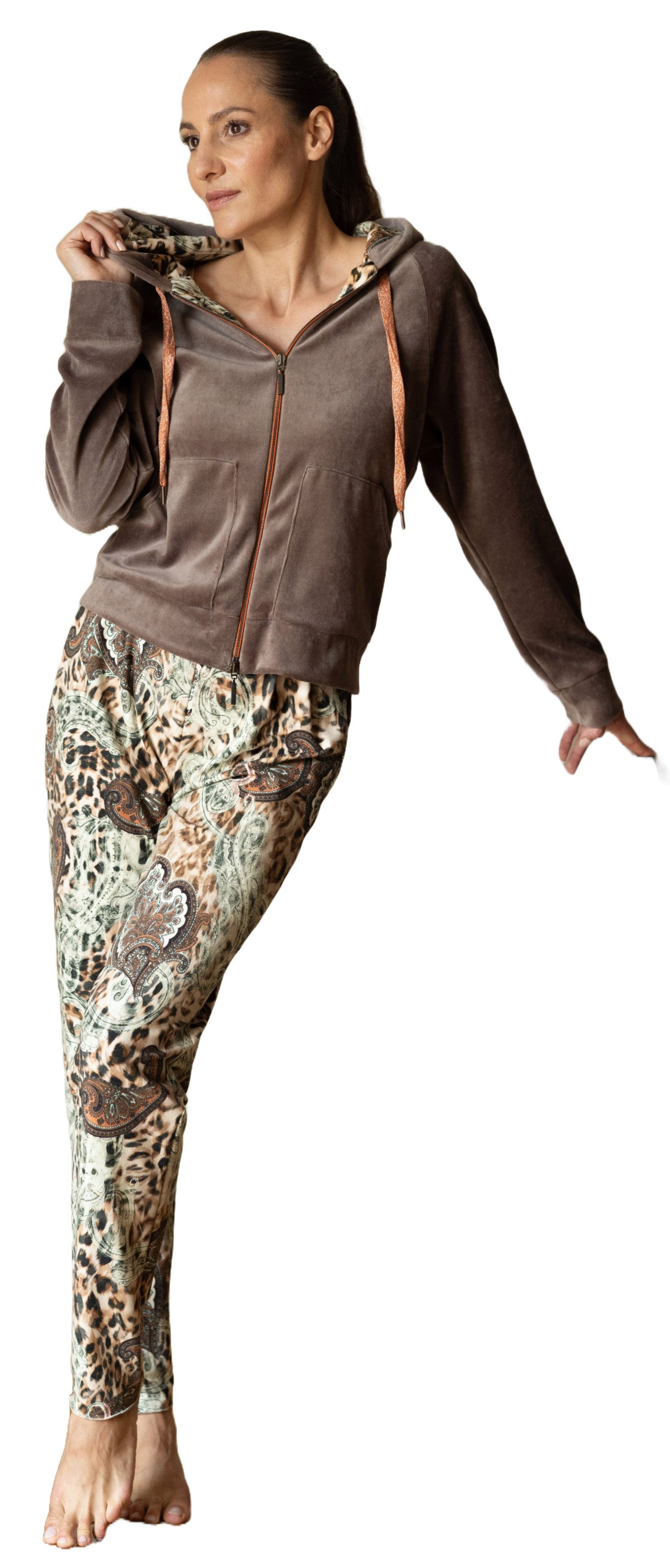 HUTSCHREUTHER Hausanzug Damen Hauanzug mit Kapuze (2 tlg) Modisches Design
