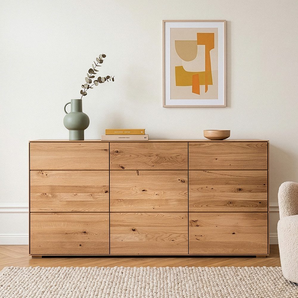 Lomadox Sideboard WYNDHAM-69, Kommode 172cm, 3-türig, Wildeiche massiv geölt