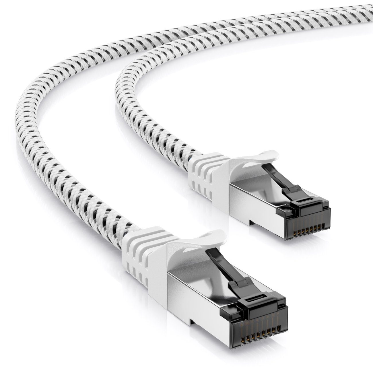 deleyCON deleyCON 1,5m RJ45 Nylon Netzwerkkabel mit CAT7 Rohkabel S-FTP PiMF LAN-Kabel