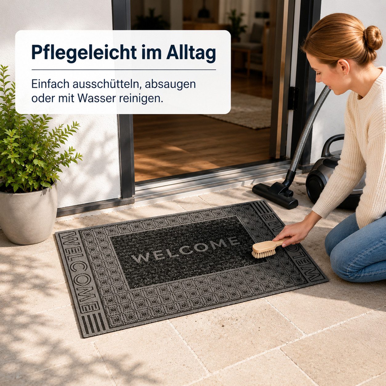 Luckice Fußmatte Robuste Kokosmatte für Eingangsbereich innen & außen,Türmatte, Wetterfest Türmatte für Eingangsbereich,Haustür,Garage,waschbar – Bild 4 von 5