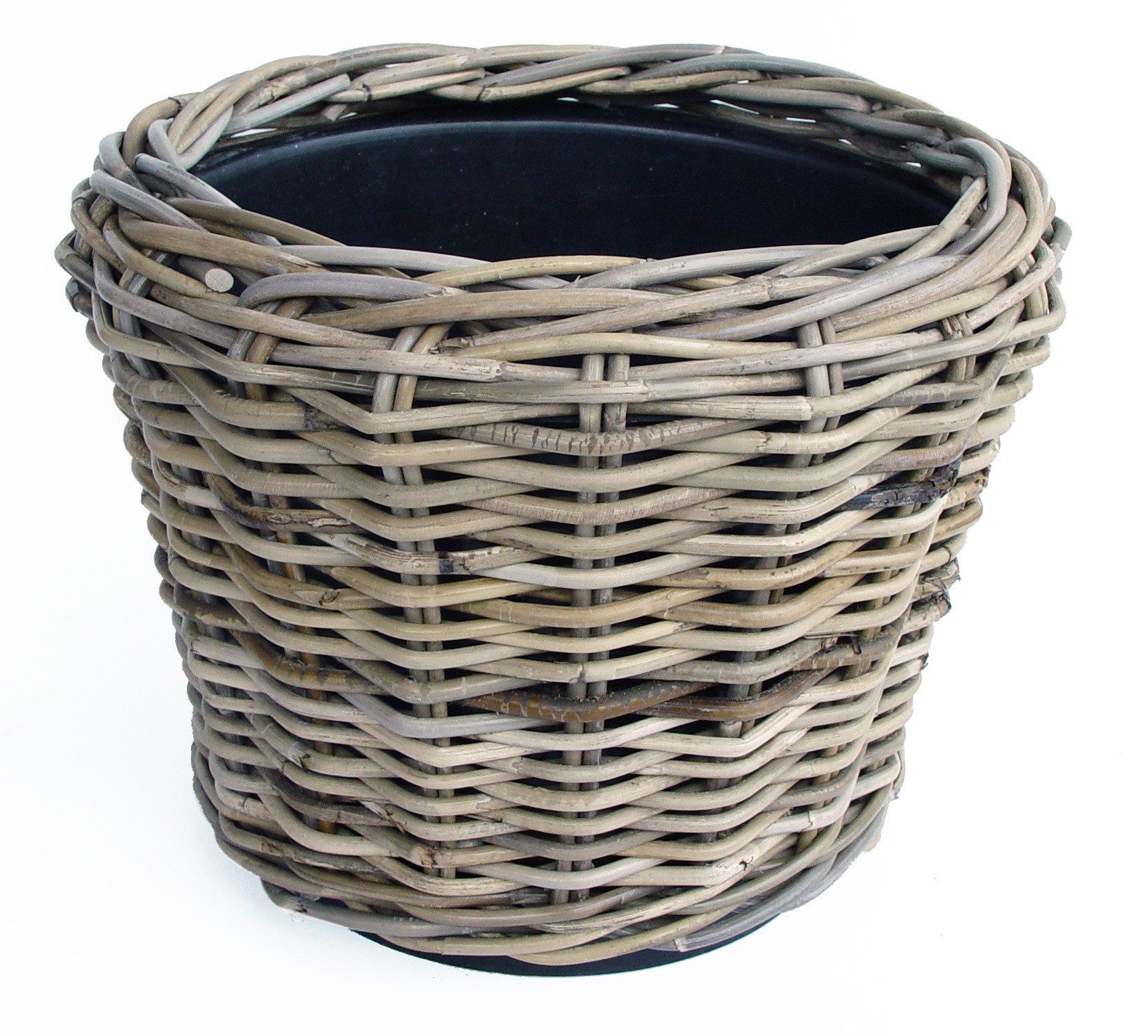 Van der Leeden Blumentopf Braun (1 St), Sylter Korb, Rattan, 20 Liter, Handmade, Inneneimer Kunststoff